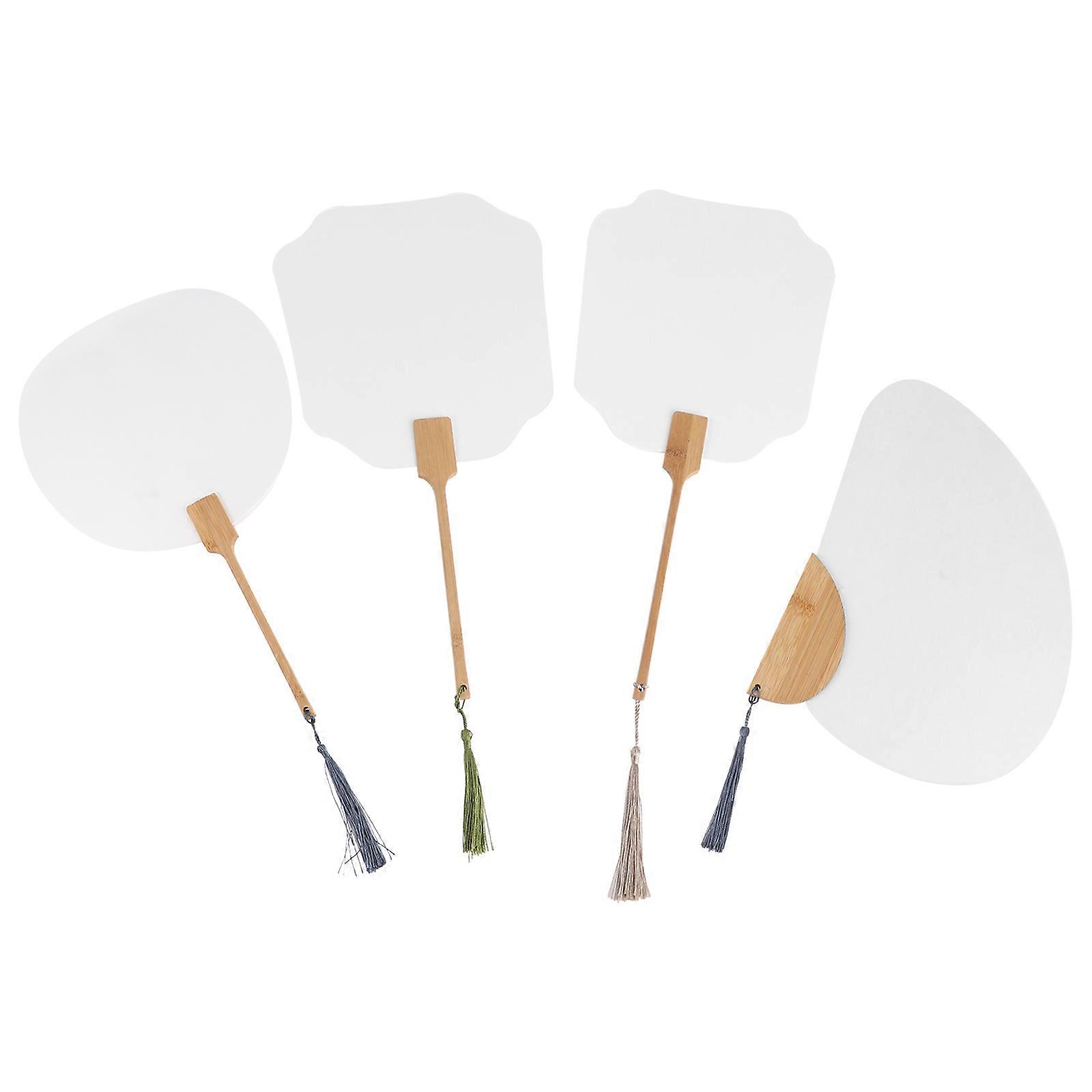 4pcs Classical Folding Fans DIY Handmade Blank Creative Design for Painting Enhancing Imagination and Craft Skills for Family and Friends