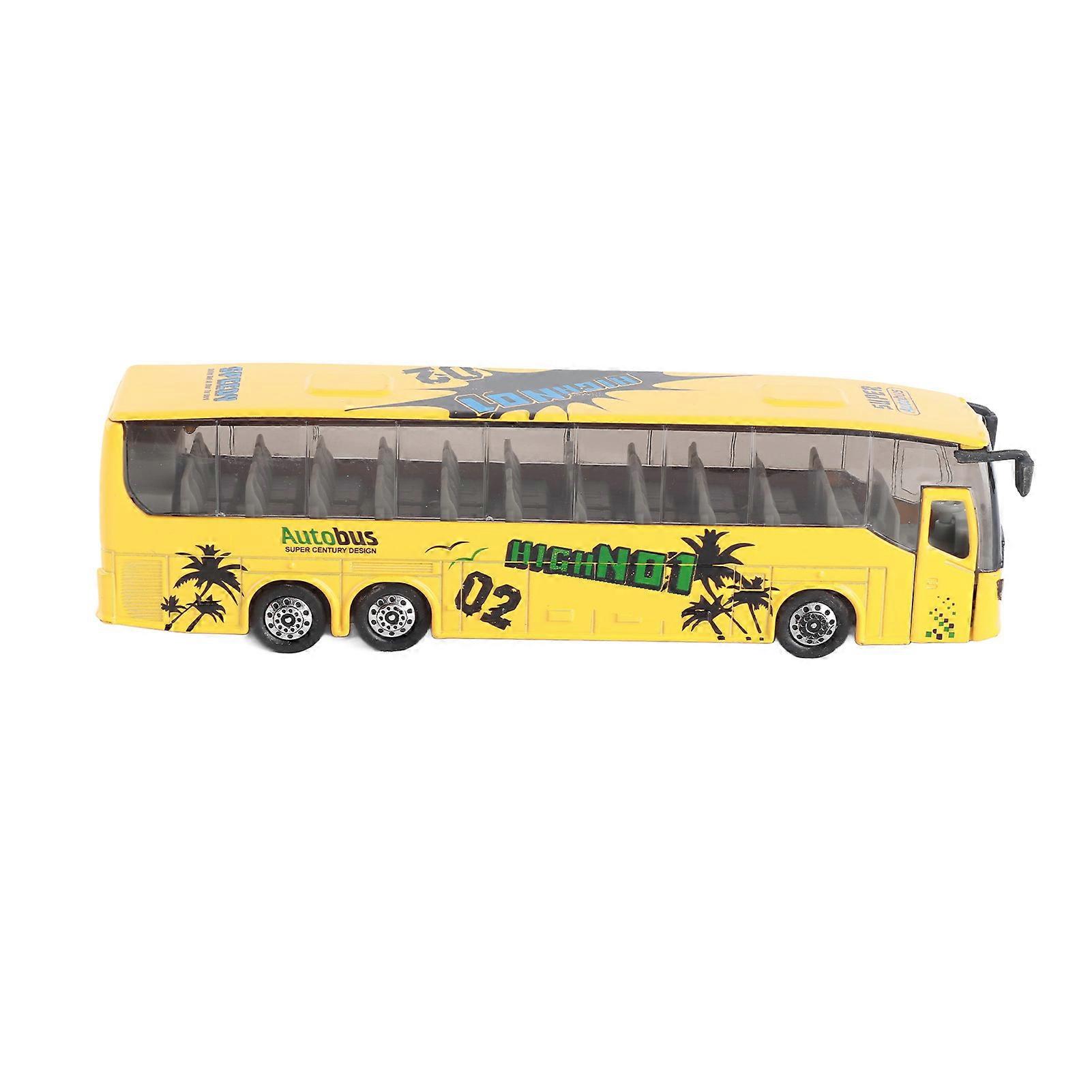 1:50 Simulation Public Transport Bus Model Pull Back Alloy Toy with Light and Music for Kids (Yellow)