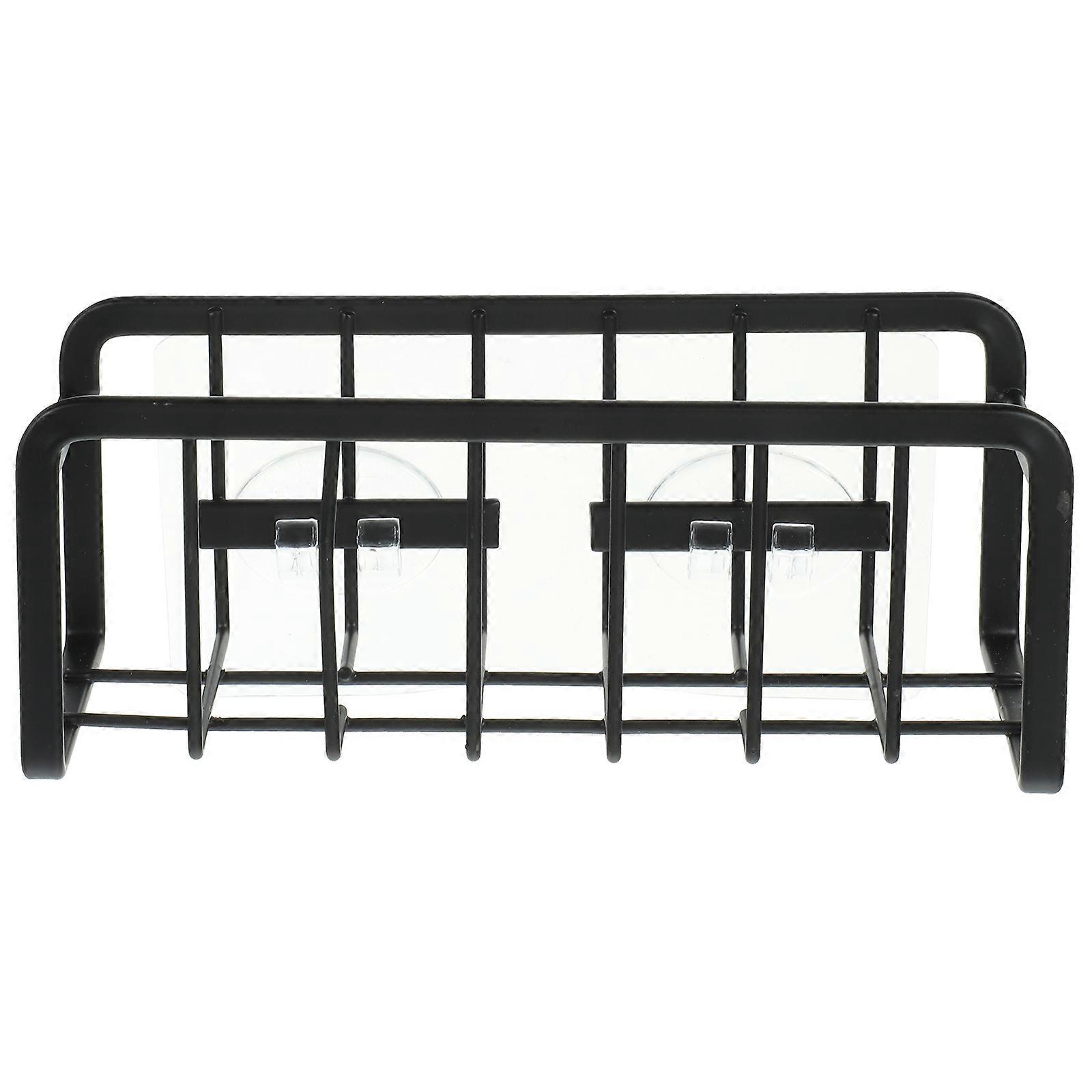 بالوعة رف المطبخ بالوعة تخزين منظم كلاسيك الحديد الأسود 15X6X6CM حامل الإسفنج منشفة الصحون الصرف متعدد الوظائف 1 مجموعة