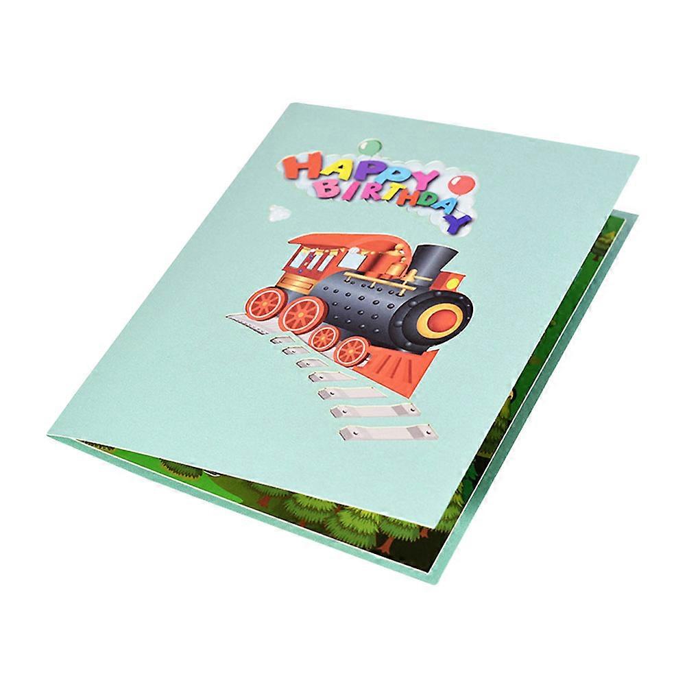 Train Greeting Card Three-Dimensional Design For Kids Birthday Party 20X15X0.1CM 1Set