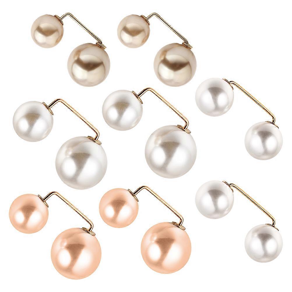 8 Pieces Faux Pearl Brooch Set Assorted Colors Alloy Material for Decoration with Sturdy Clasp 0.5