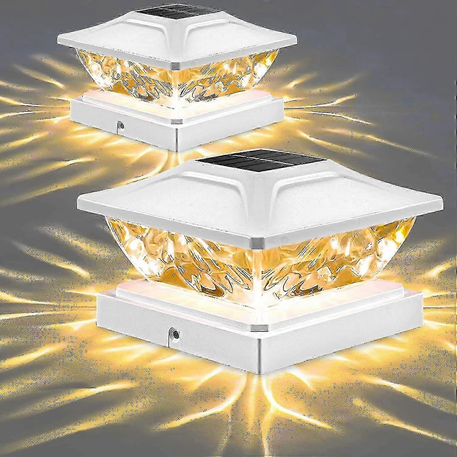 Güneş Direği Kapak Işıkları Dış Mekan: 8 Paket Parlak 2 Modları Led Güneş Çit Güverte Işıkları 3.5x3.5 4x4 4.5x4.5 5x5 Ahşap Direkler İçin