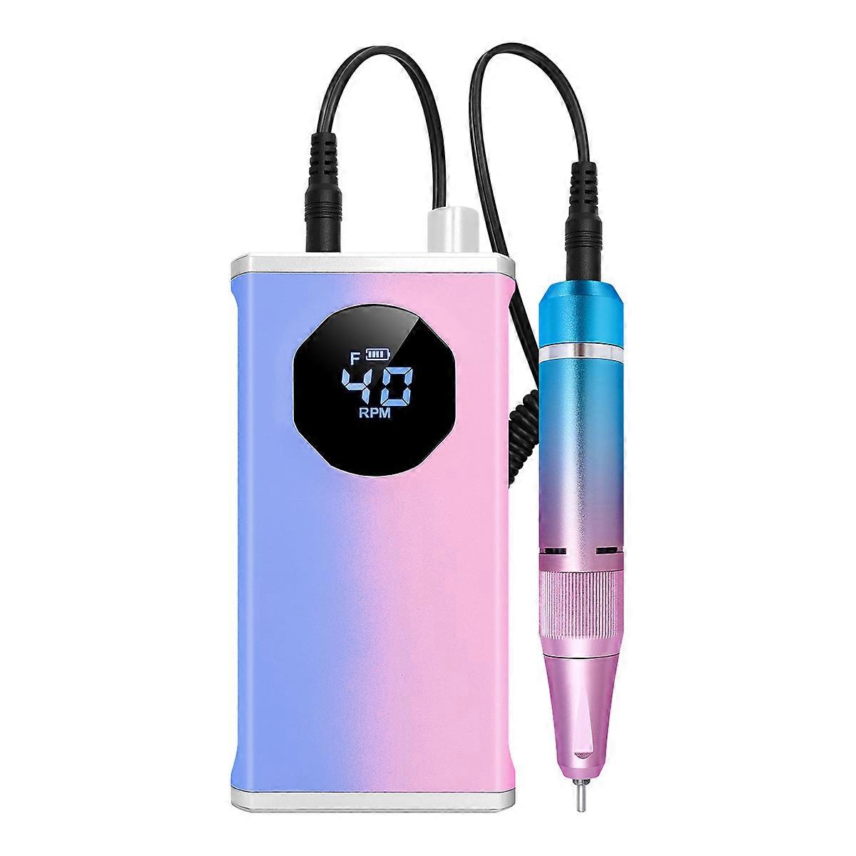 Polisseuse à ongles rotative haute vitesse 40 000 tr/min, portable rechargeable 3 000 mAh (rose).