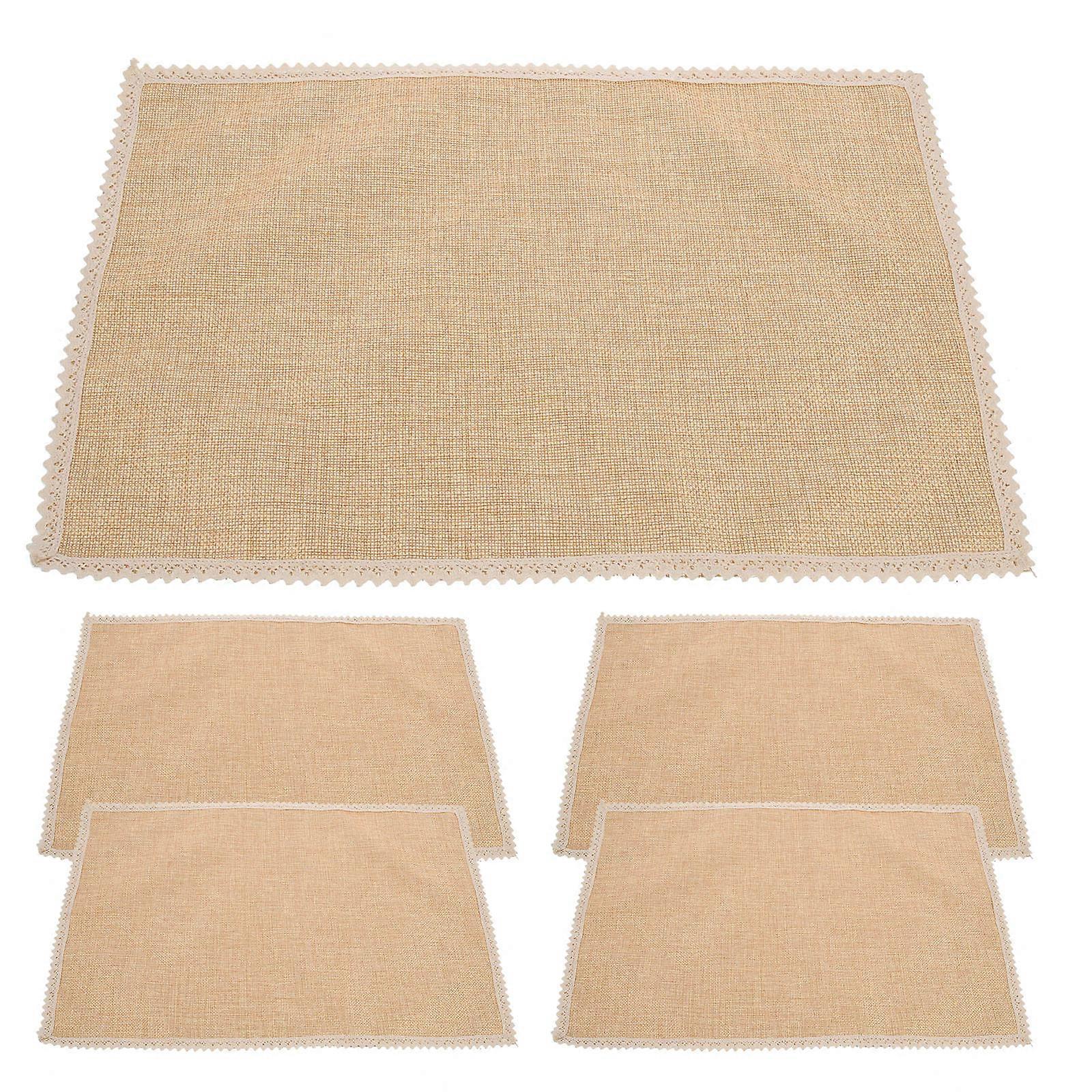 Kitchen Table Mats Tableware Mat Simple Style Living Room Polyester Cotton Fabrics Heat Protection 6Pcs