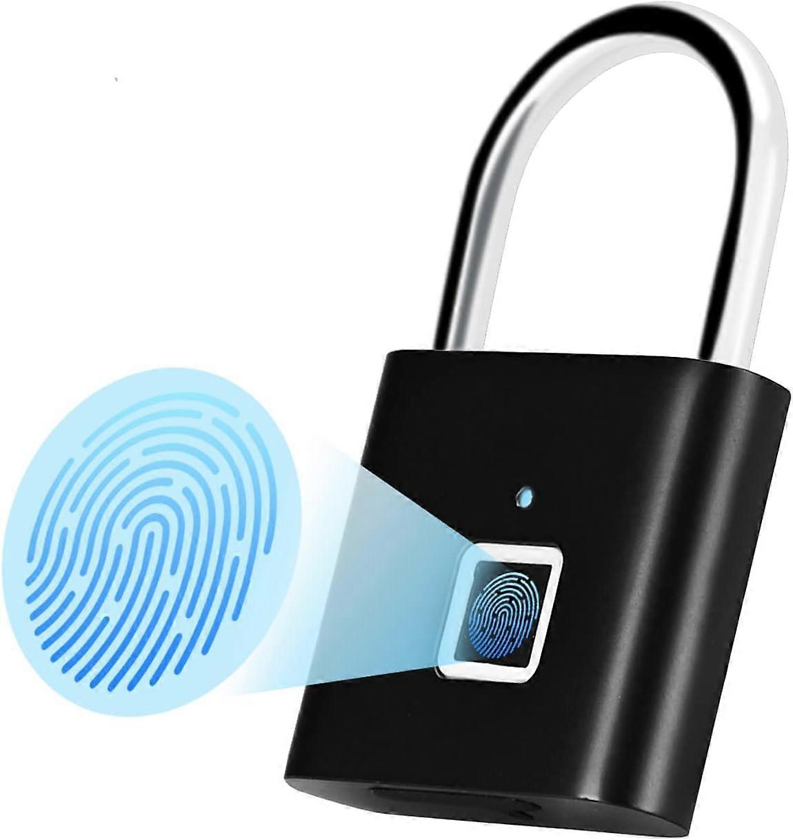 Fingerprint padlock, black, 20 fingerprints can be input