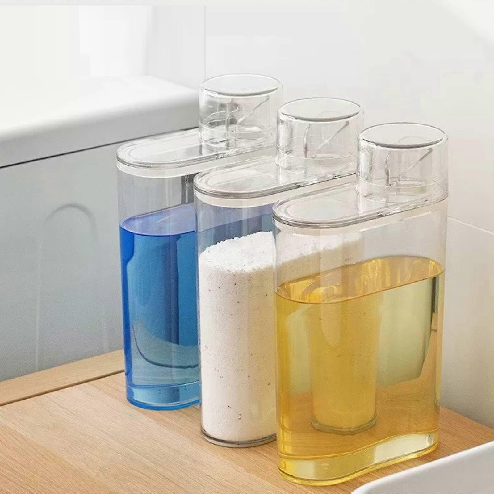 Laundry Detergent Storage and Dispenser Pack of 2 - 1.2L Liquid and Powder Washing Powder Dispenser for Softener