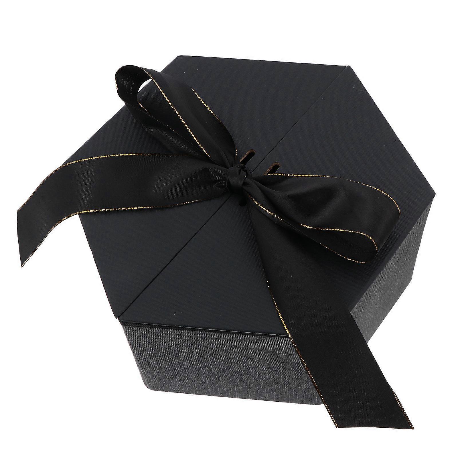 Valentine's Day Party Favor Boxes Hexagon Box present Packaging Black 24X21X11CM Storage 1Pack