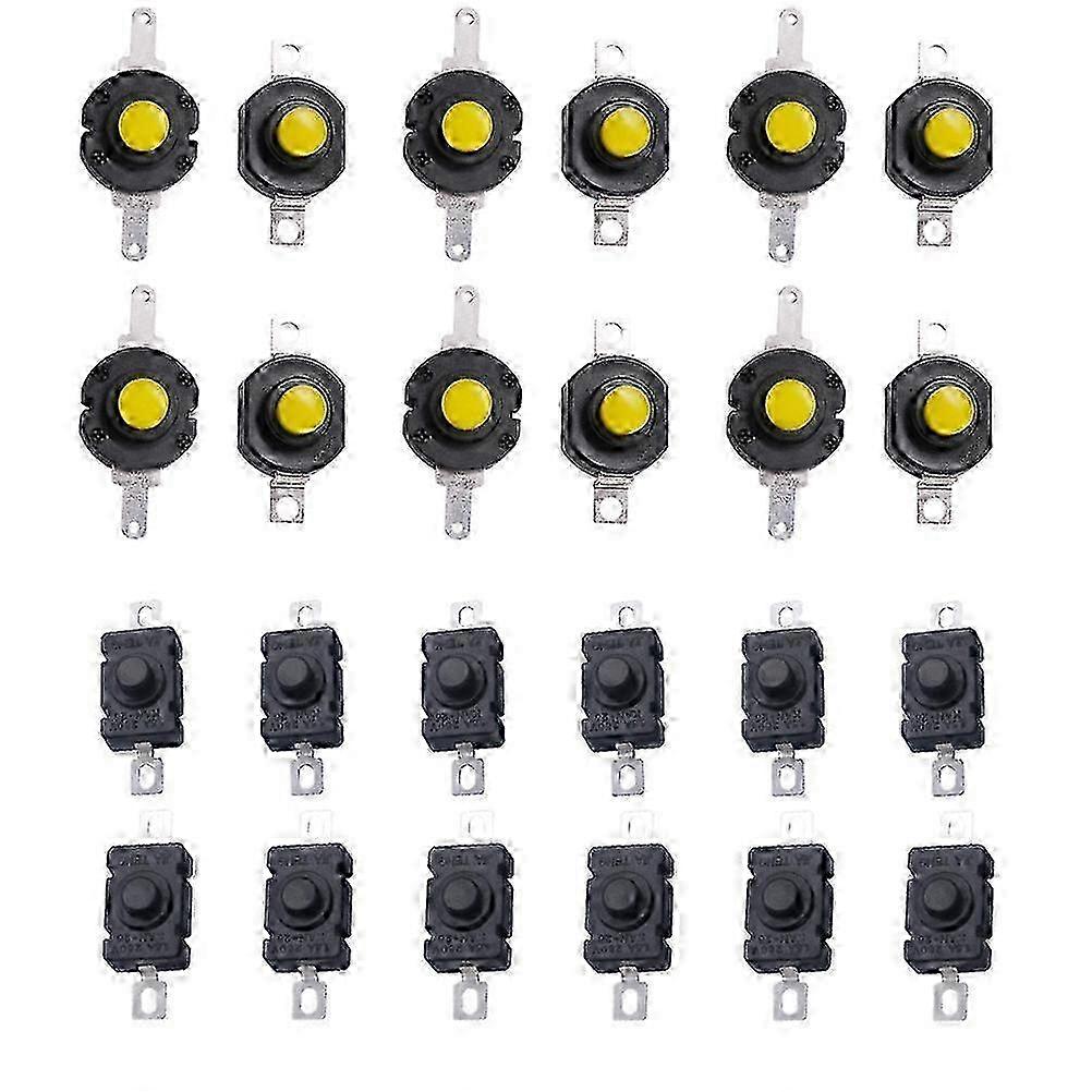 24 Pcs Self Locking Mini Push Button Switches for Torch