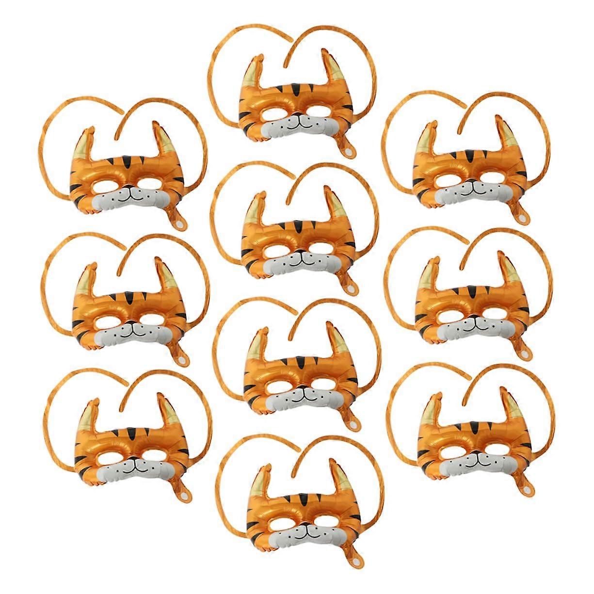 Inflatable Tiger Mask Balloons, 10-Pack Foil Tiger Face Balloons For Parties And Birthdays, Decorative Animal Mask Decor