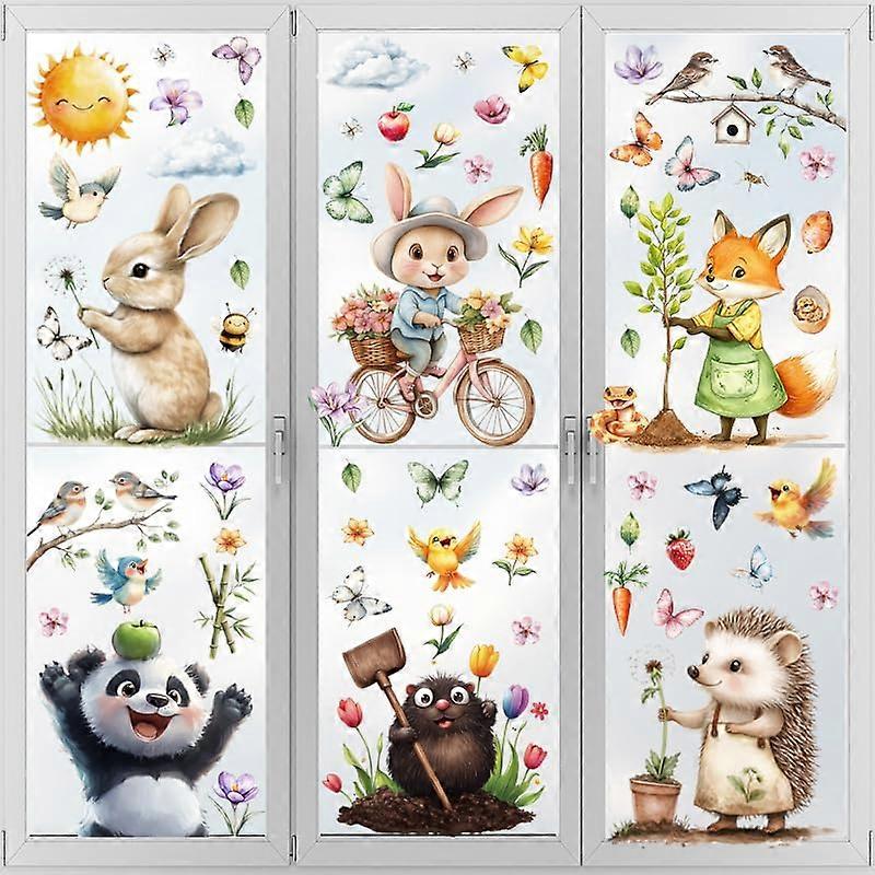 Self-Adhesive Window Stickers for Kids Room Decoration, 9 Sheets with 111 Reusable Colorful Decals