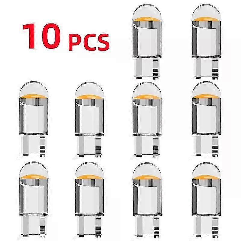 10PCS T10 W5W LED Car Light COB Glass 6000K White Automobile License Plate Lamp Signal Dome Reading DRL Bulb 12V