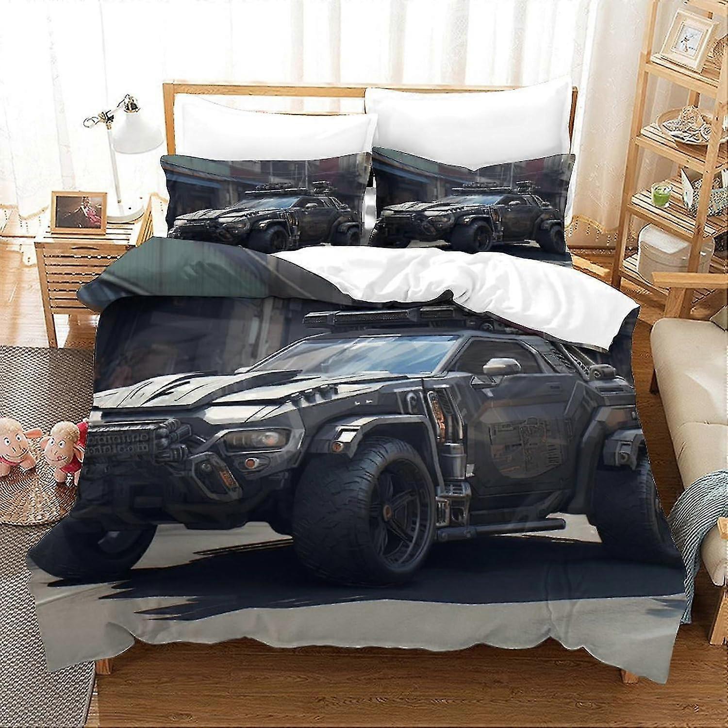 3-delad Supercars Täcke Set 3D Future Art Printed Sängkläder Set med dragkedja för tjejer, Super Soft Microfibre