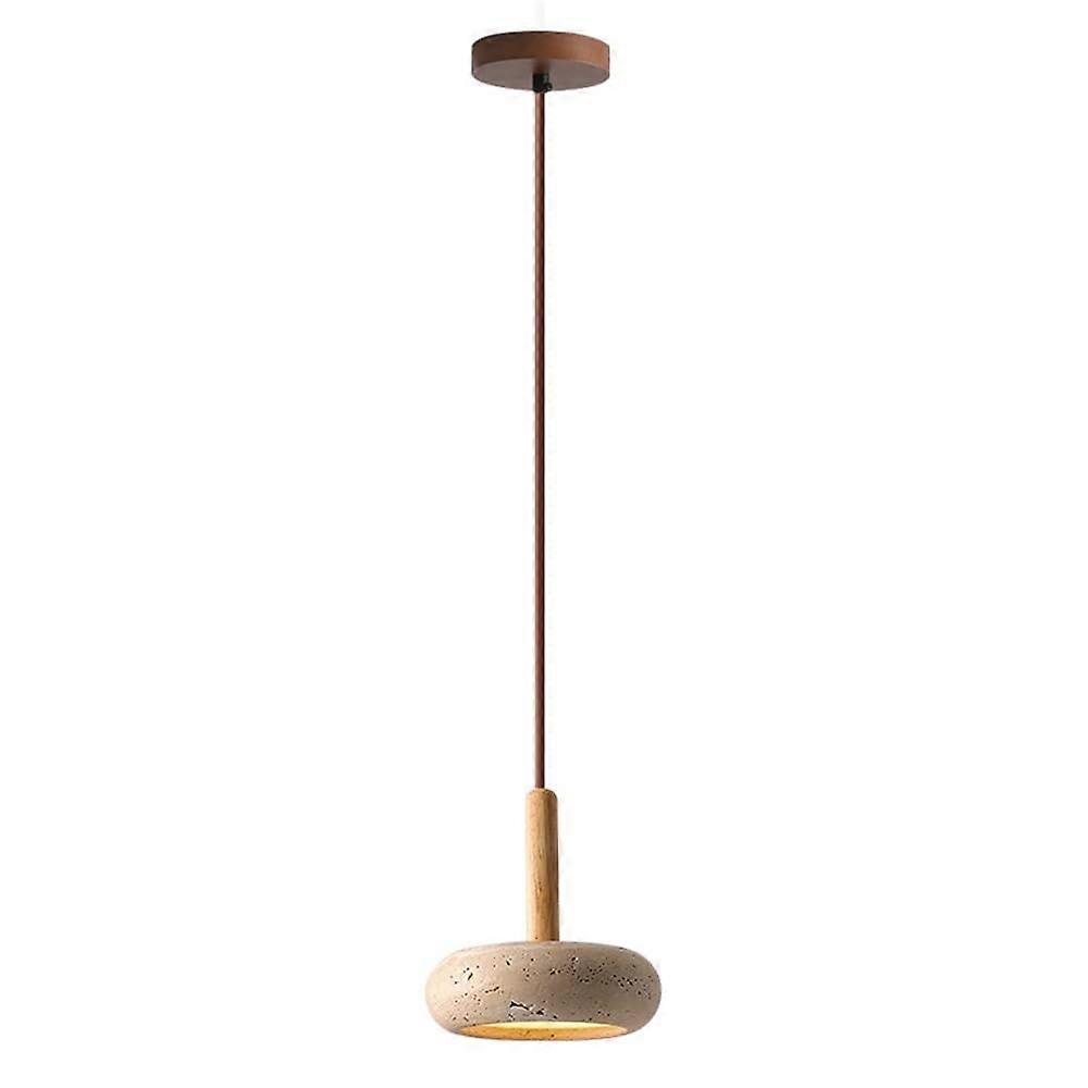 Modern Japanese Style Travertine Pendant Light for Dining Room, Height Adjustable Mini Chandelier