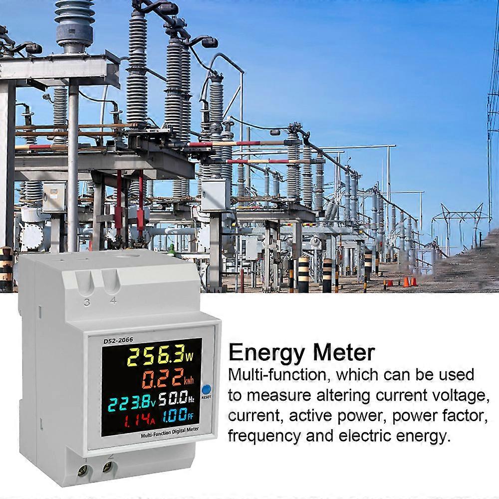 D52-2066 Multi-Function Meter Colorful LCD Display Voltage Current Active Power Frequency Electric Energy Measurement Monitoring Device