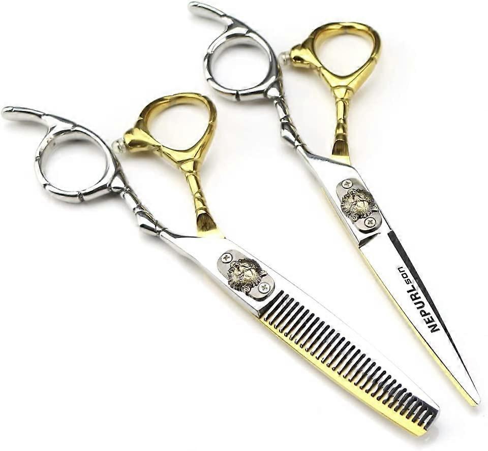 6.0-Inch Professional Hair Cutting Shears Set - Thinning Scissors Kit for Salon and Home Use, Multi-Functional Styling Tools