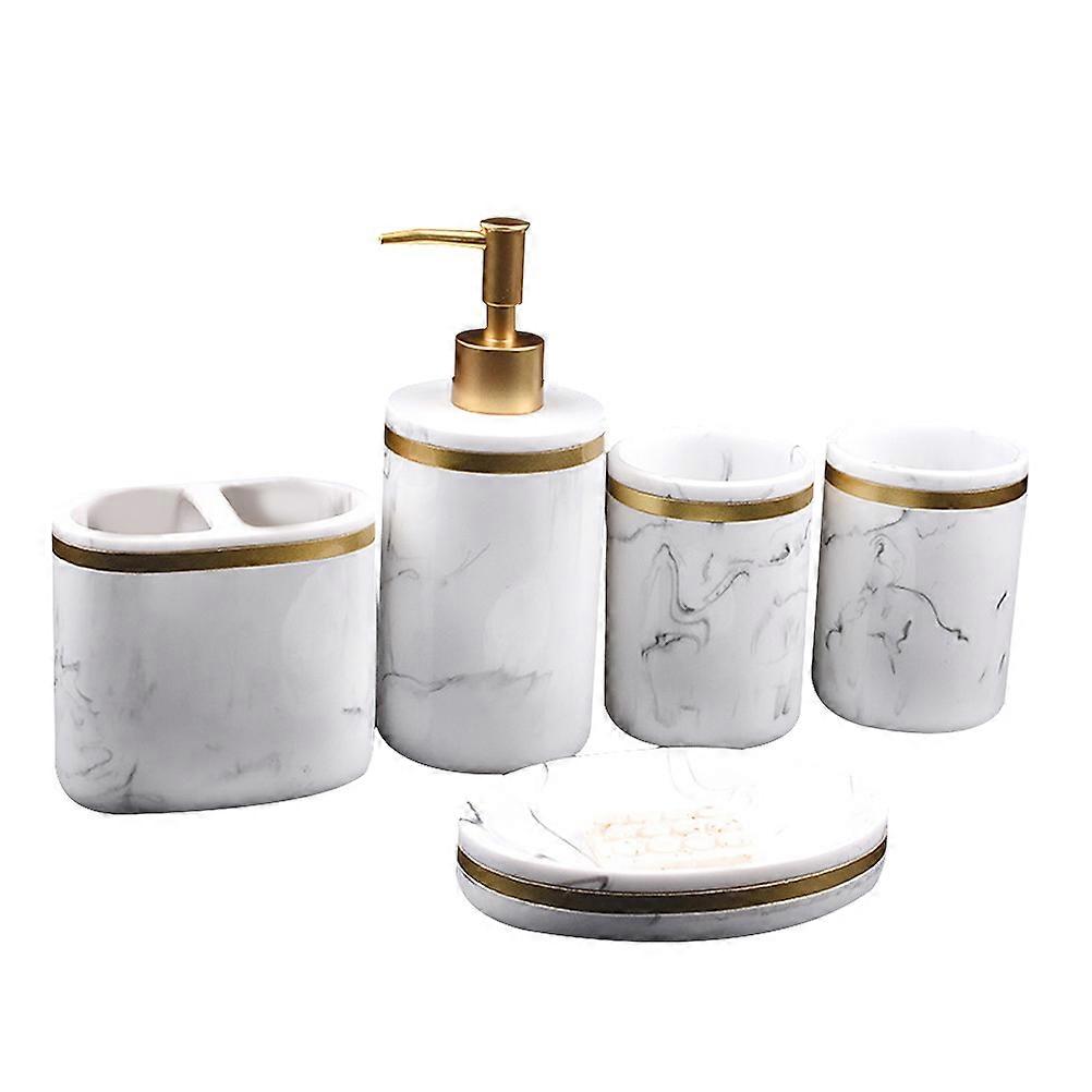 Bathroom Accessory Set Brushing Cups Household Liquid Pumping Bath Room Accessory 5Pcs