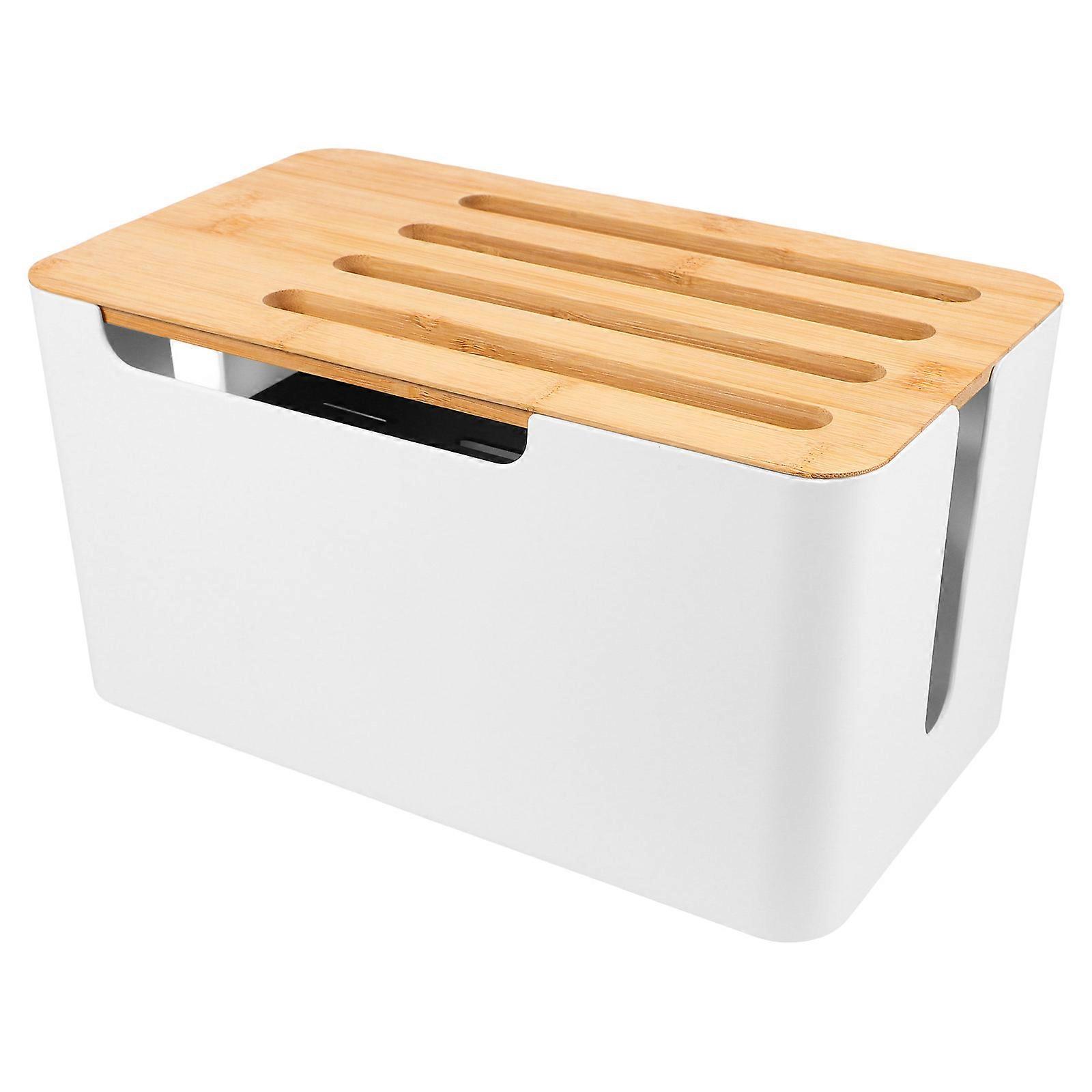 Cable Management Box with Detachable Bamboo Lid – Durable Design for Power Cords and Data Cables with Efficient Heat Dissipation