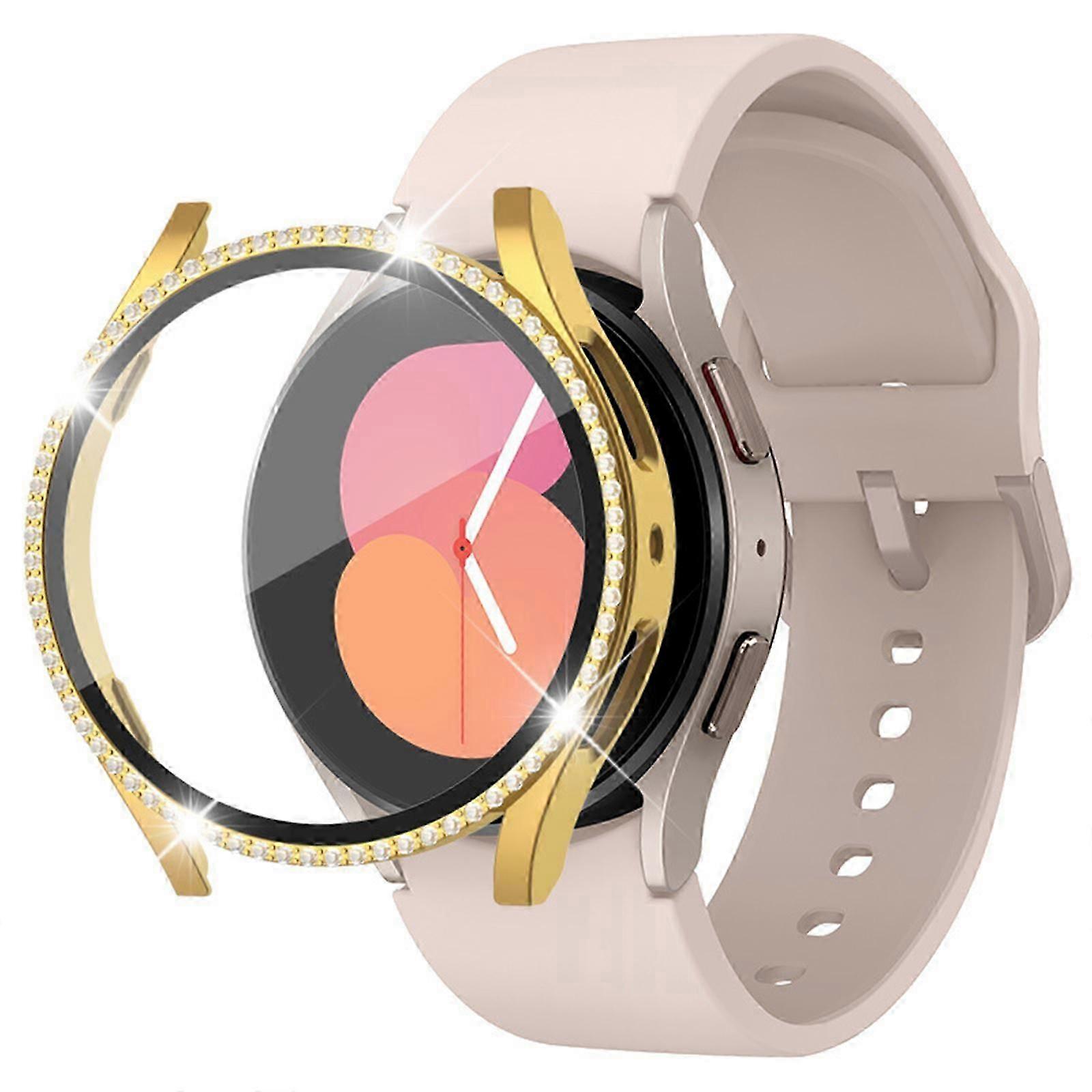 جراب بلينغ لساعة سامسونج جالاكسي 6 40 مم 44 ملم ، غطاء وجه لامع ماسي لملحقات Galaxy Watch 6