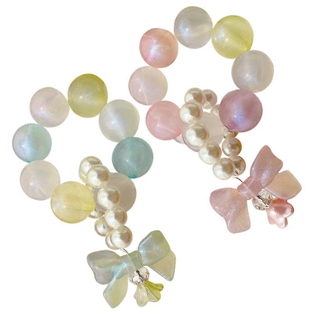 Colorful Mobile Phone Strap Beaded Cell Phone Chains Cool Tones Keychain 2Pcs
