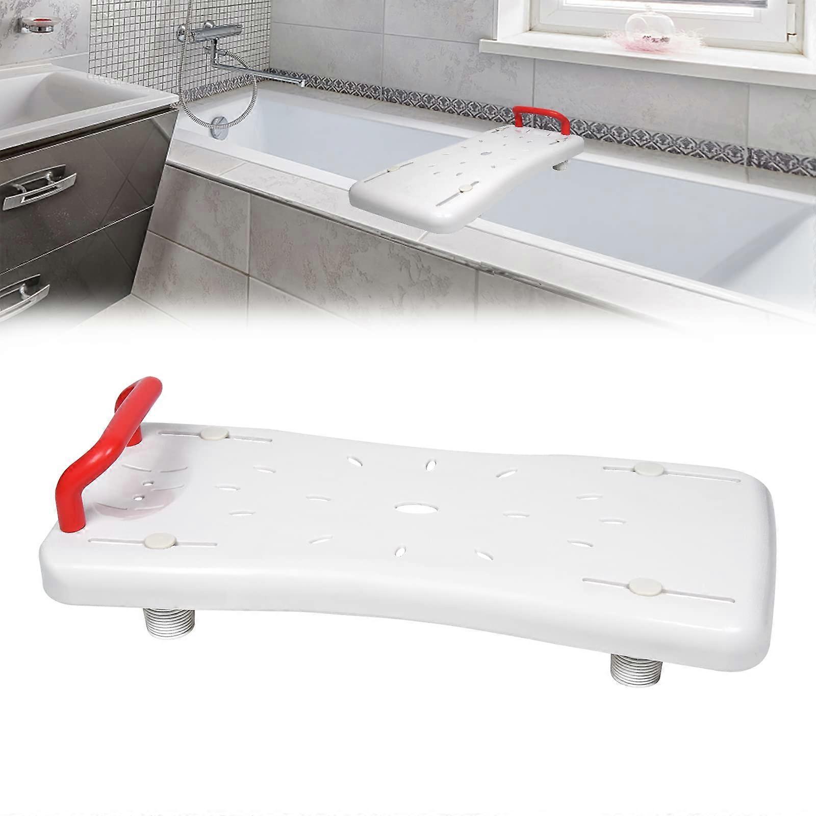 Bath Seat Bath Board For Seniors 70 Cm White And Red With Handle And Soap Tray Tub Seat