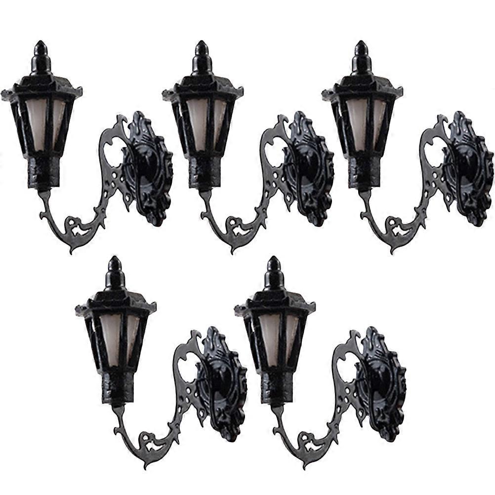 5pcs Miniature Wall Lamp Decorations for Sand Table Scene Black ABS Stainless Steel 1:87