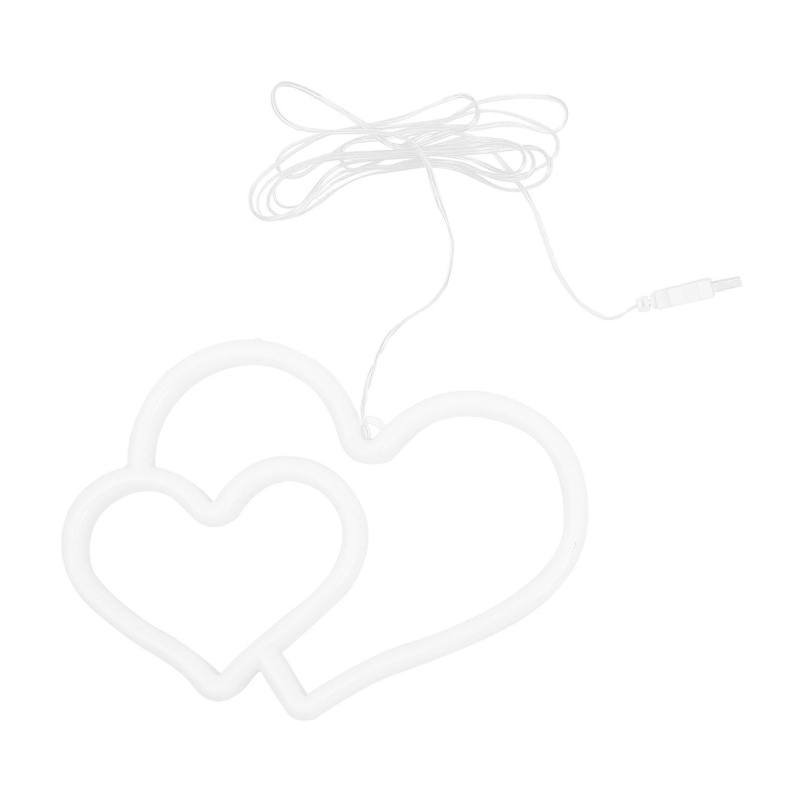 Lamp Adornment Creative LED Heart Light Double Heart Neon Sign IP42 Waterproof Party Night Light 1Pack
