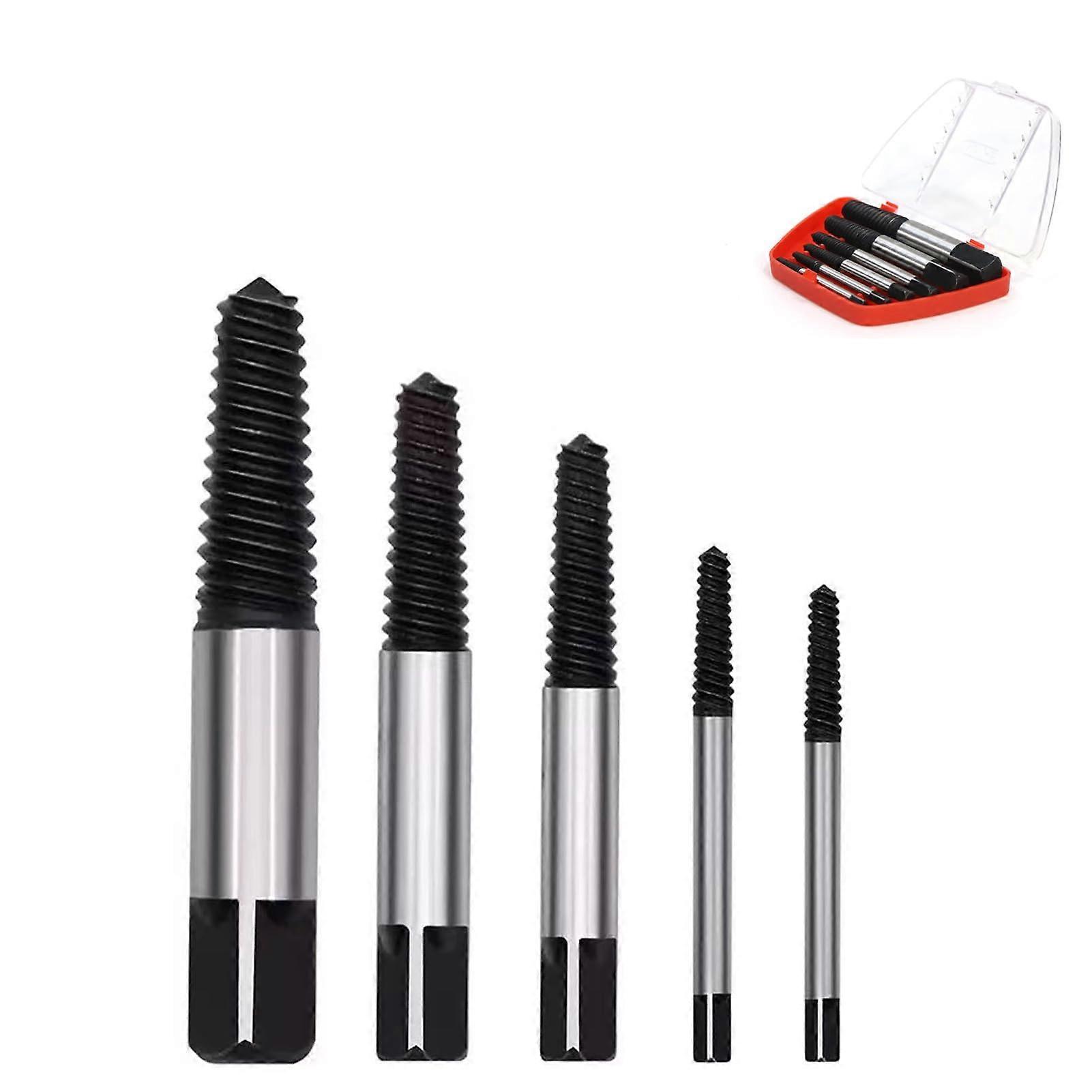 Screw Extractor Set, 5 Sizes, Storage Box Included, LeftHanded Extractor, Screw Extractor Kit, Extractor Tool Set
