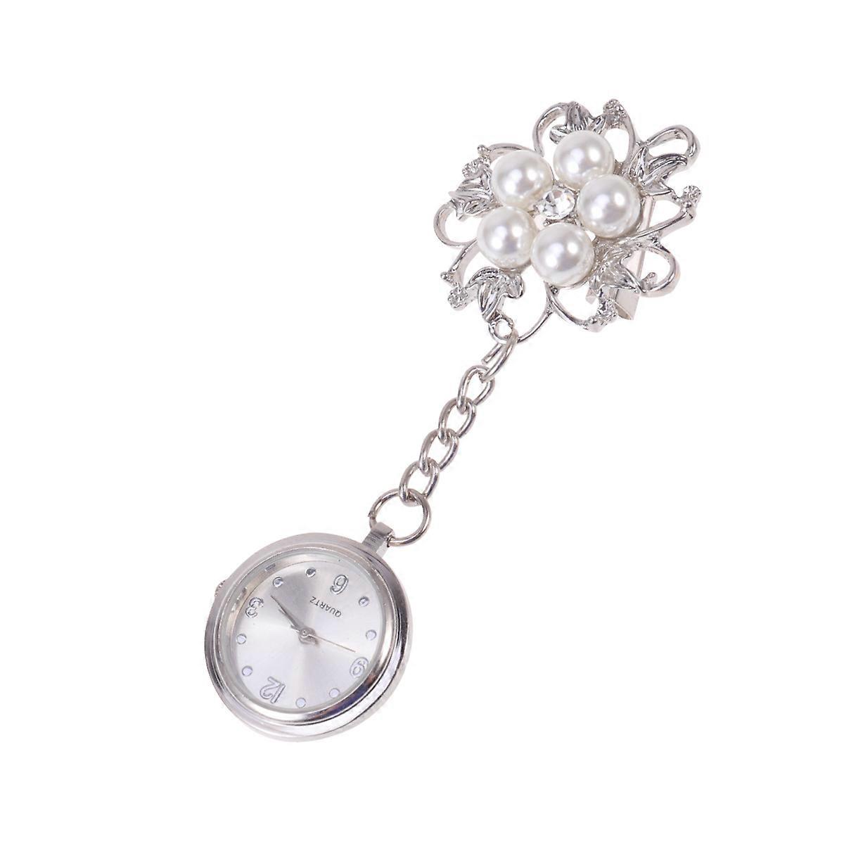Nurse Quartz Watch Flower Shape Practical Style Time Keeping Brooch Function 1Set