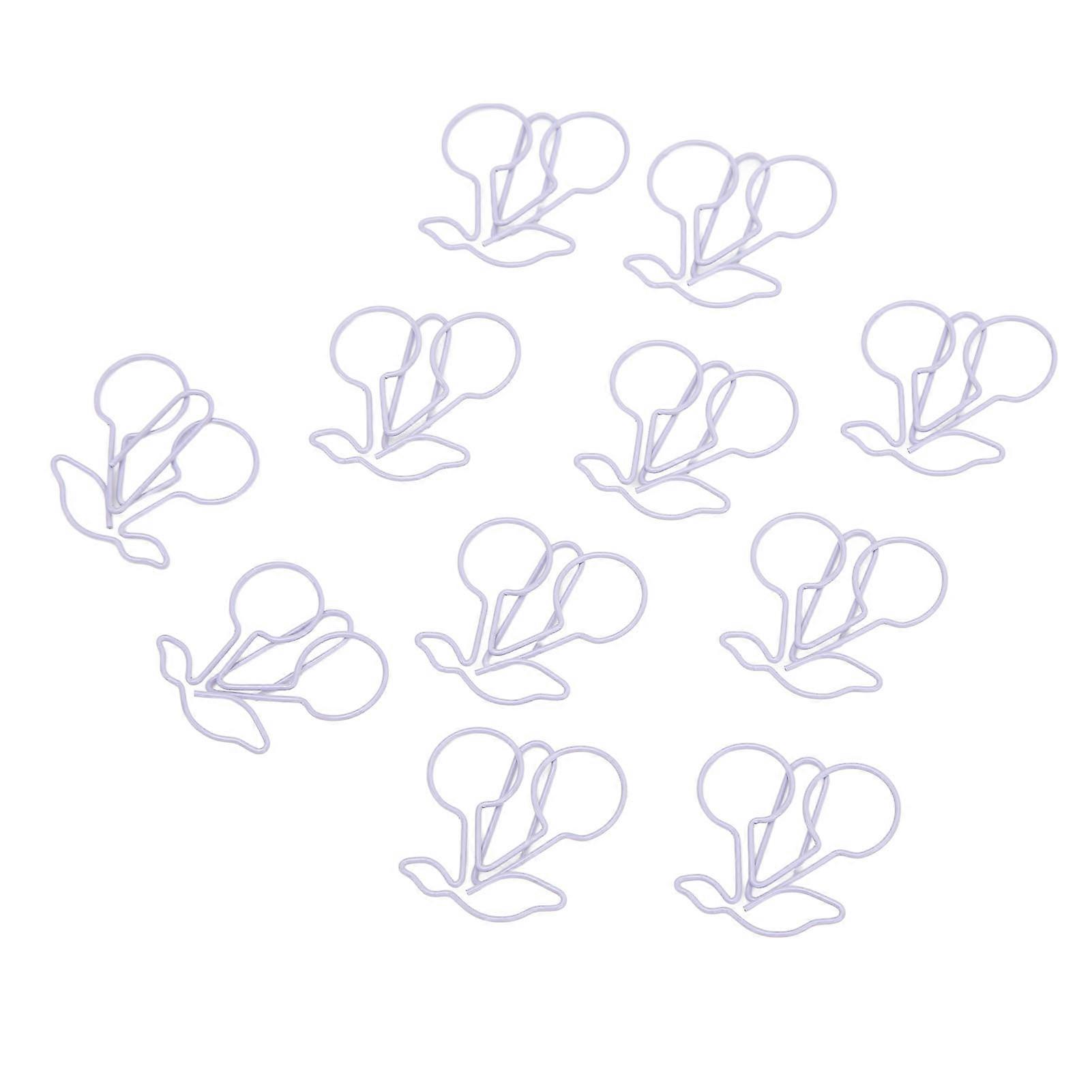 50Pcs Cherry Shape Paperclip Purple Cute Anti Slip Paper Clips for Bookmark Office Document File 
