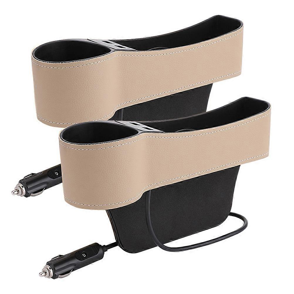 Car Seat Gap Filler Organizer with USB Charger, Storage Box for Navigator GPS, Cup Holder, Wallet, and Smartphone, Easy Install, No Drop Design