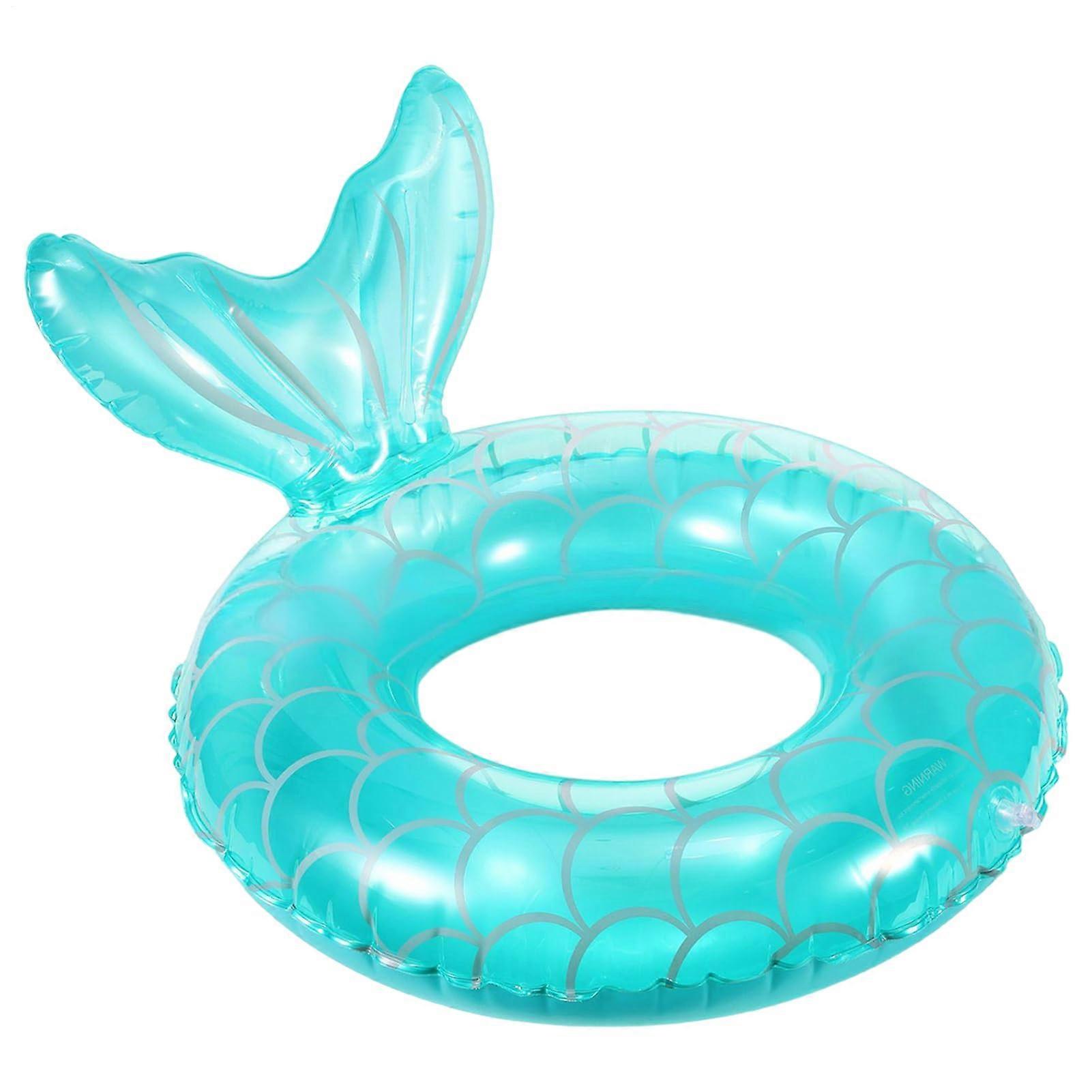 Mermaid Swimming Raft, Swimming Ring for Pool, Inflatable Trainer for Babies (Blue)