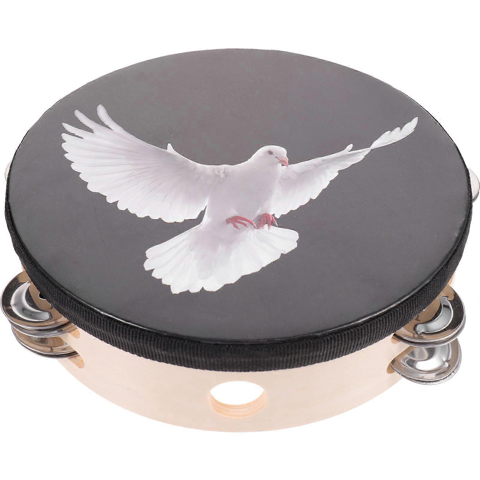 Children's Double Row Bell Tambourine Musical Instrument Ideal For Shaking Sound Activities 8-Inch Diameter 1Set