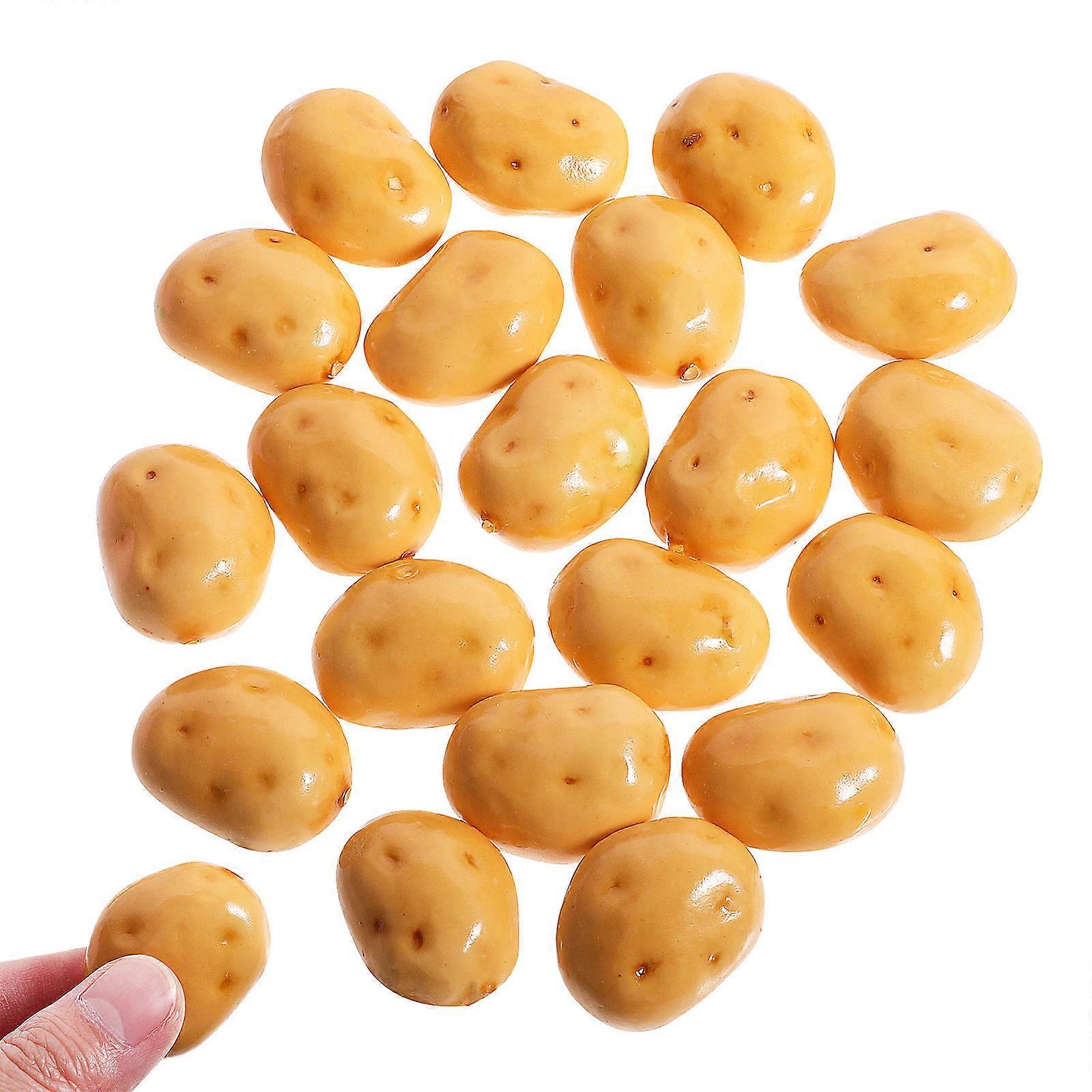 Artificial Potatoes Set of 20 Pieces for Home Decoration and Photography Props Yellow Foam Mini Size Lightweight