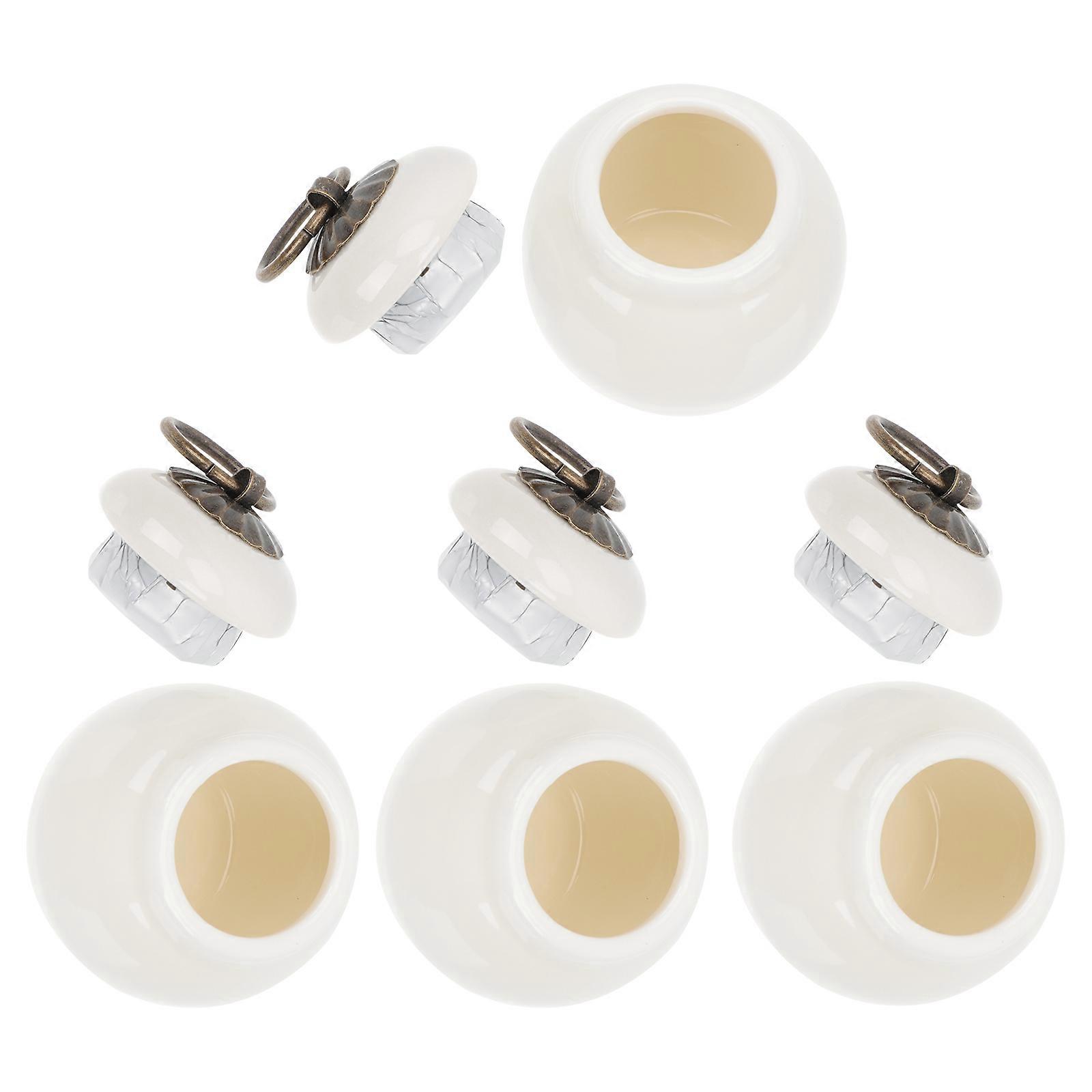 Ceramic Tea Container Jar Vintage Design For Home Use Offering Moisture Protection 4Set