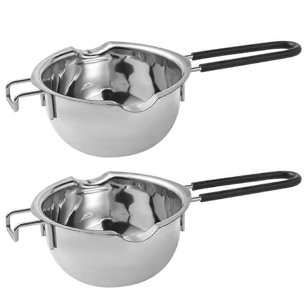 Stainless Steel Melting Pots 2Pcs Round Design Perfect For Kitchen And Restaurant Use Premium Quality Melting Chocolate Tool 400Ml