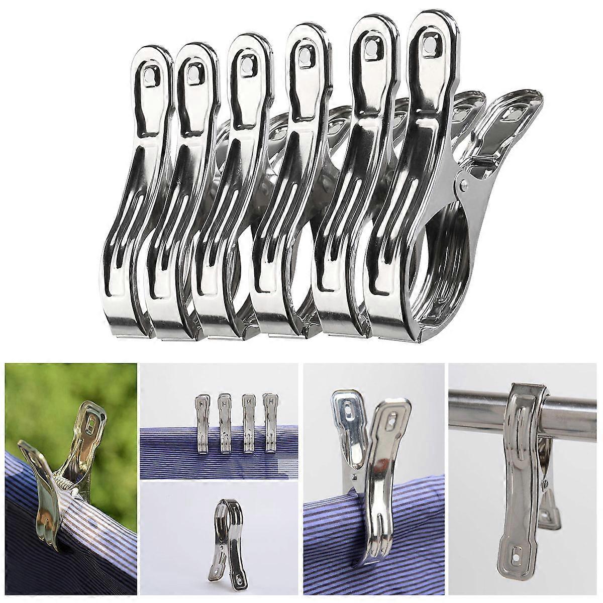 Clothes Drying Clip 6Pcs Stainless Steel Large Towel Holders Perfect For Home Use Drying Clothes Windproof