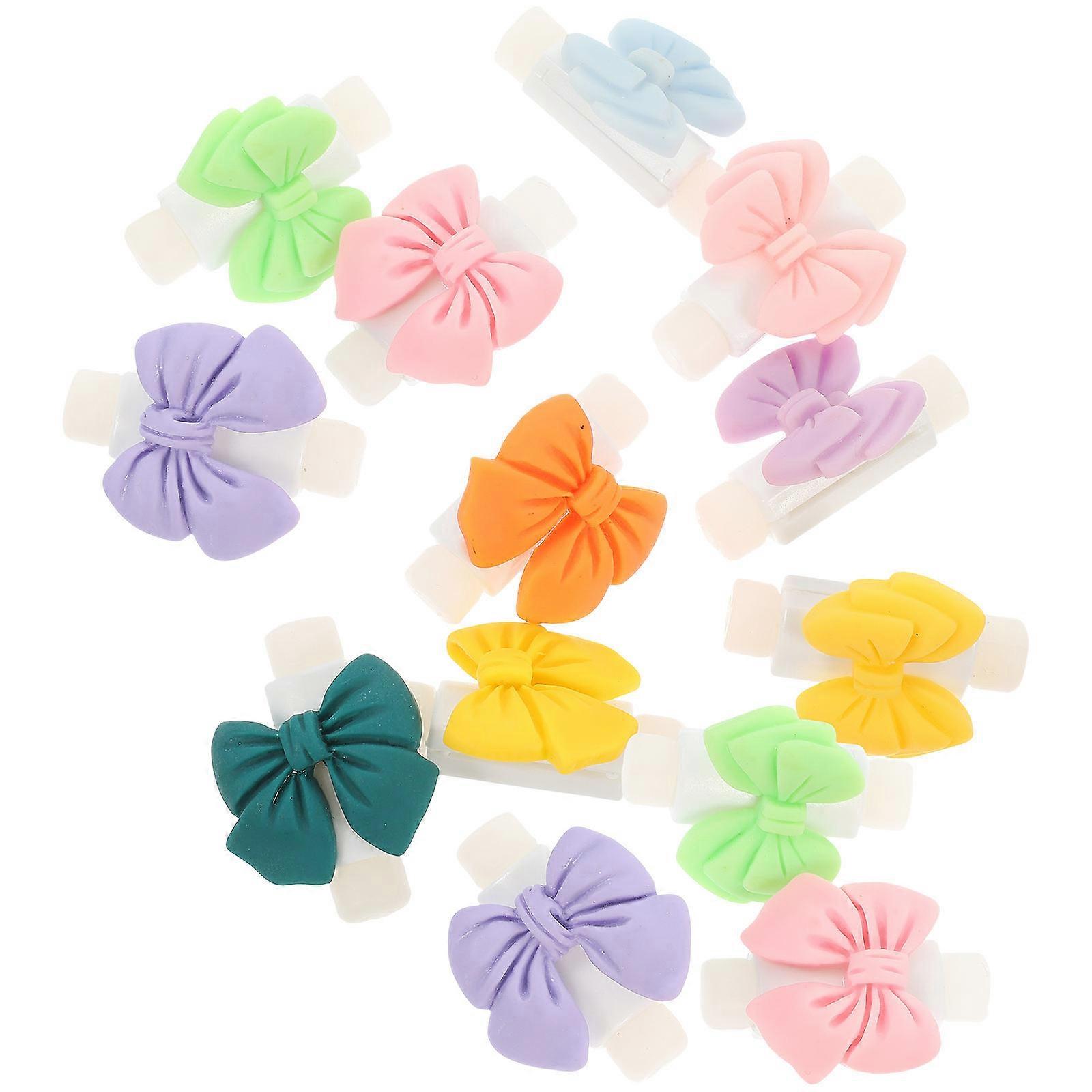Charging Cable Protector Bowknot Data Charging Line Mixed Color 3.50X2.50X1.50CM Prevents Twisting and Knotting 10Pairs