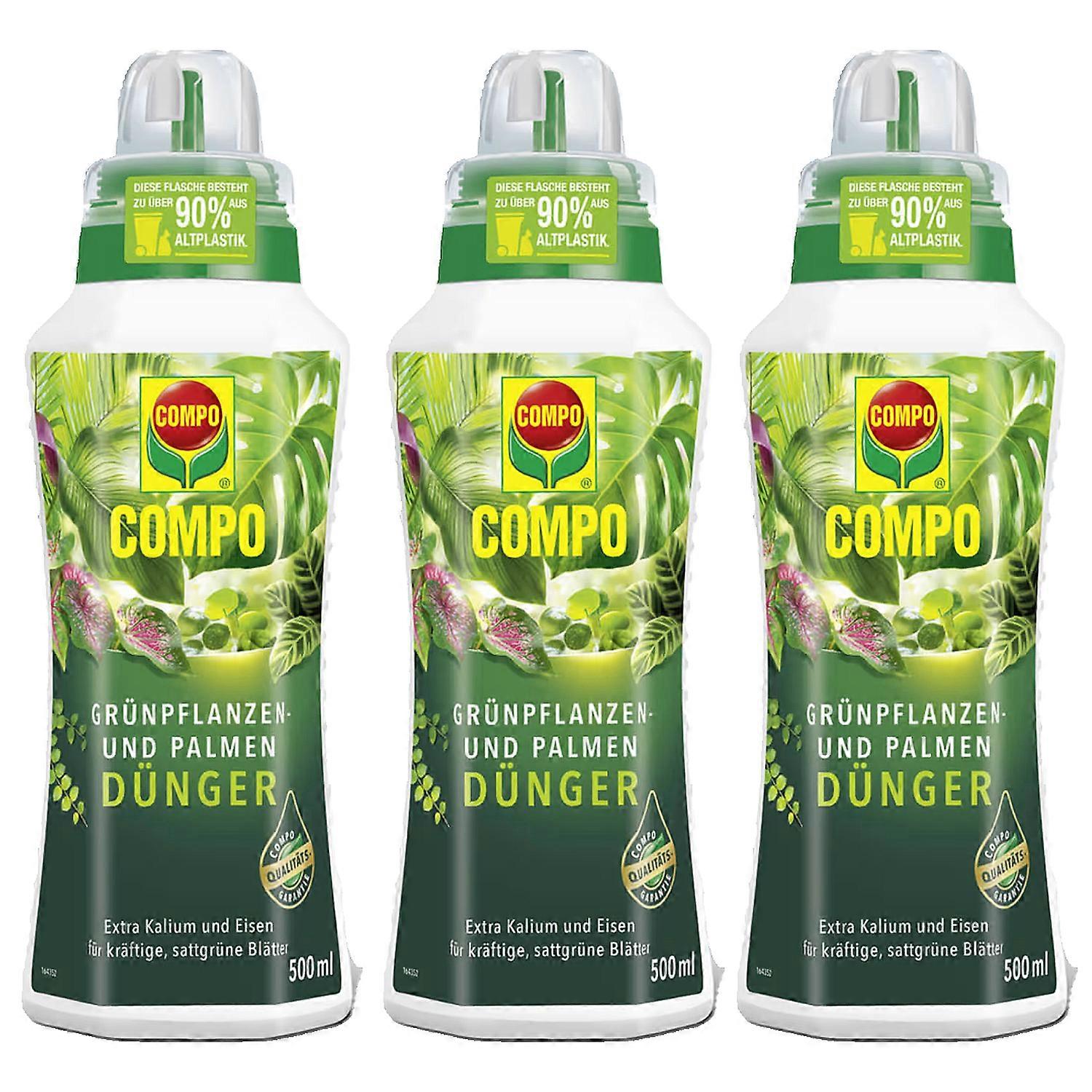 3 x COMPO green plant and palm fertilizer, 500 ml