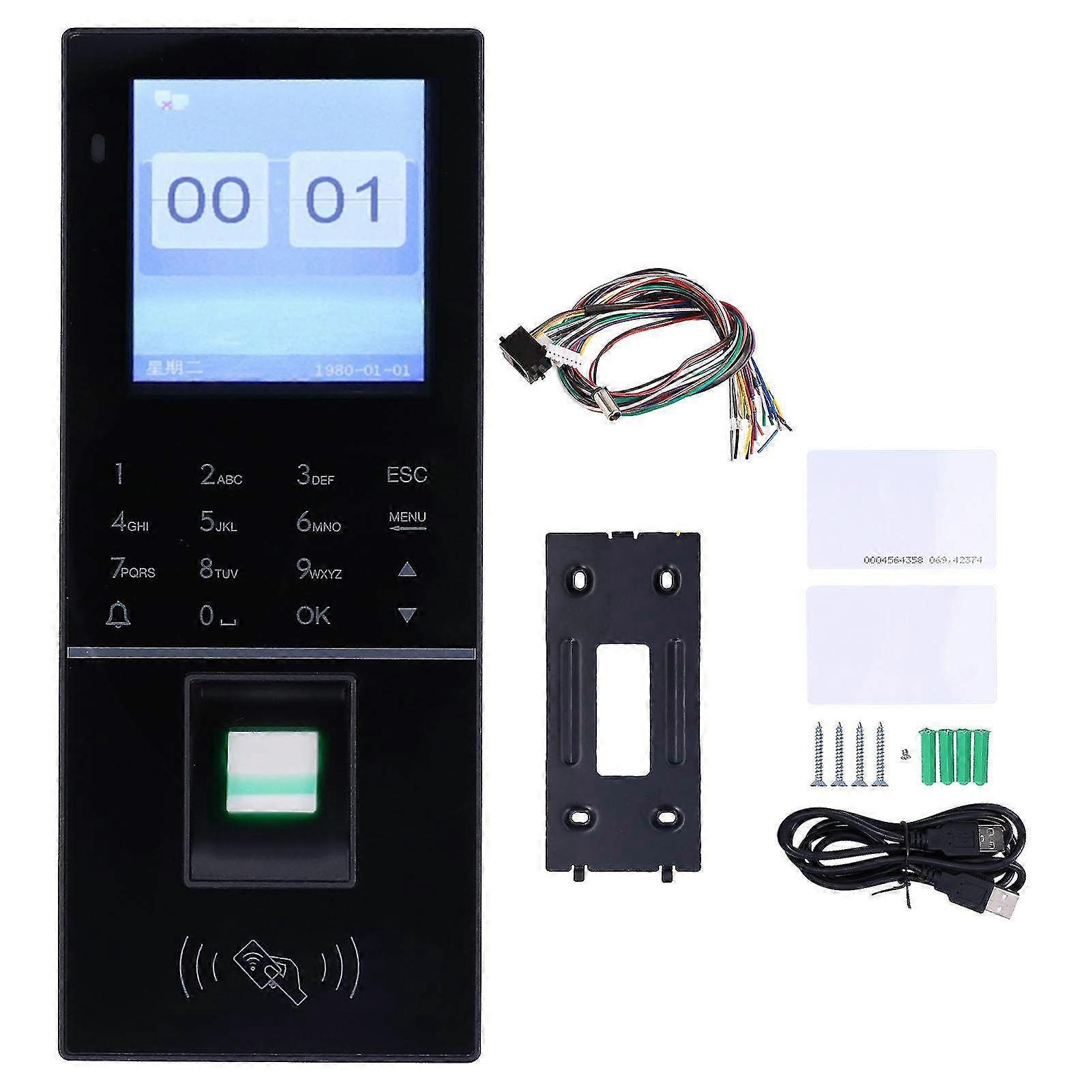 Macchina di rilevazione presenze 2 in 1 per il controllo degli accessi con TCP/IP - Lettore di impronte digitali, supporto per password e schede RFID con display TFT 2.4 per uso in ufficio