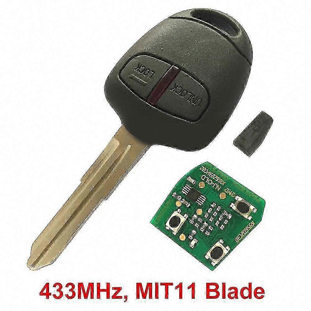 433.92MHz 2 Button Car Remote Key Fob with ID46 Chip Uncut Blade for Mitsubishi