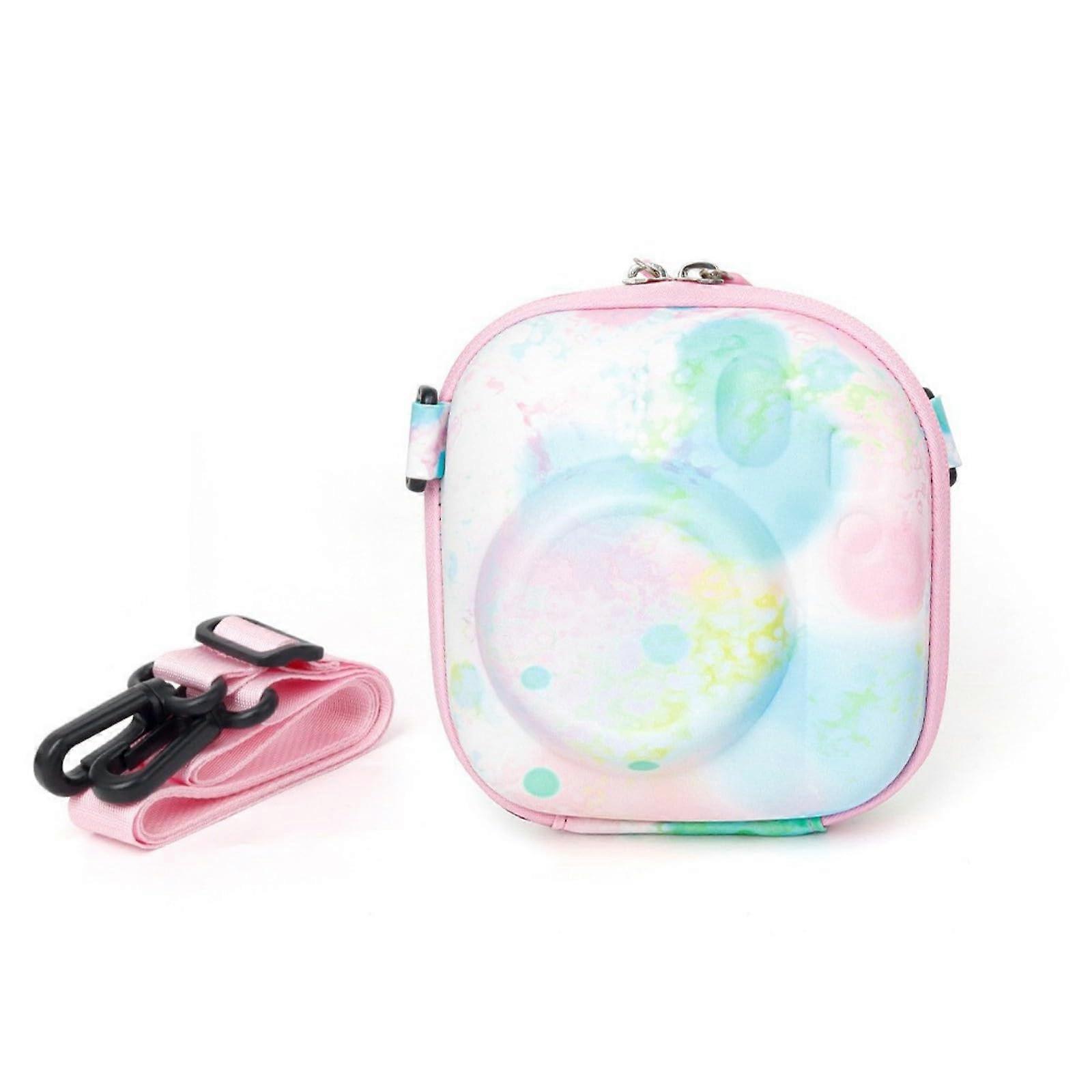 Protective case for mini7/8/9/12 camera with adjustable straps and ample space, watercolor with bubbles, as shown in the picture.