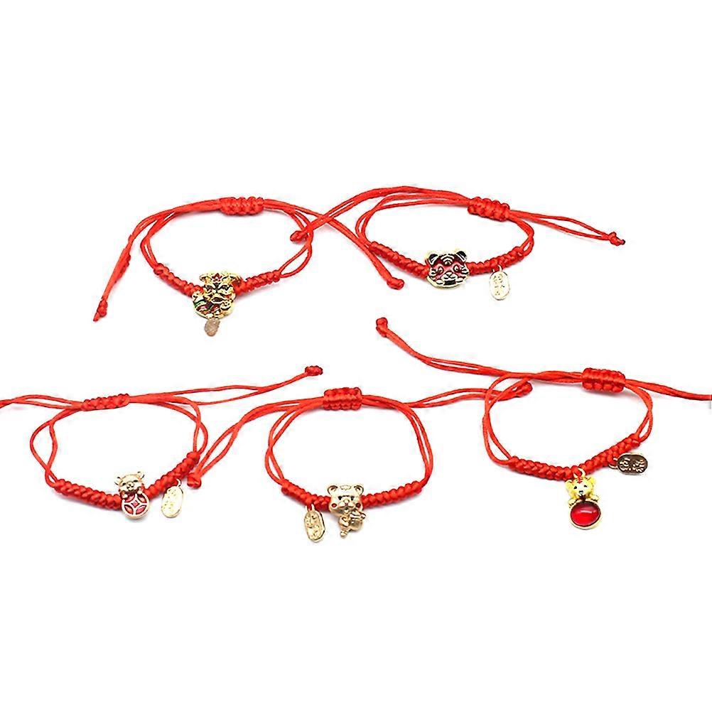 5Pcs Red Rope Bracelet Braided String Bracelets For Parents 21X2Cm Blessing