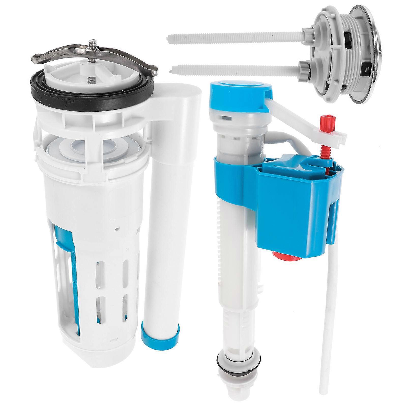 Toilet Water Tank Repair Kit with Blue PP Flush Valve and Buttons for Home Use Fully Adjustable 1