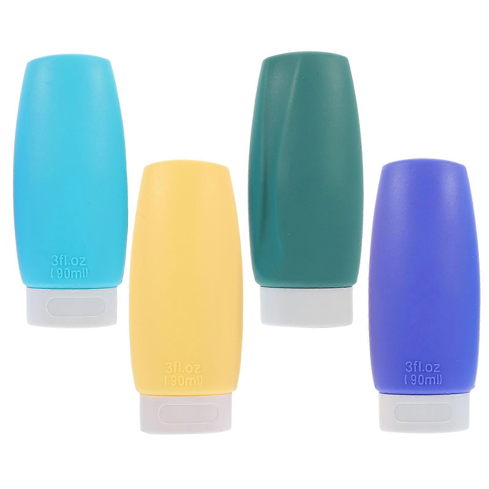 4個の空のトラベルボトル詰め替え可能なシャンプーディスペンサー、保管用シリコンシール付き90ML
