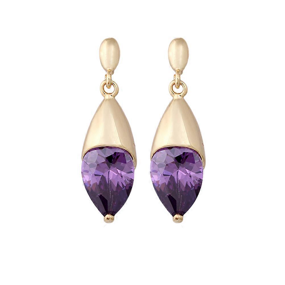 Purple Alloy Zircon Earrings for Women Great Suitable for Various Occasions 1 Pair