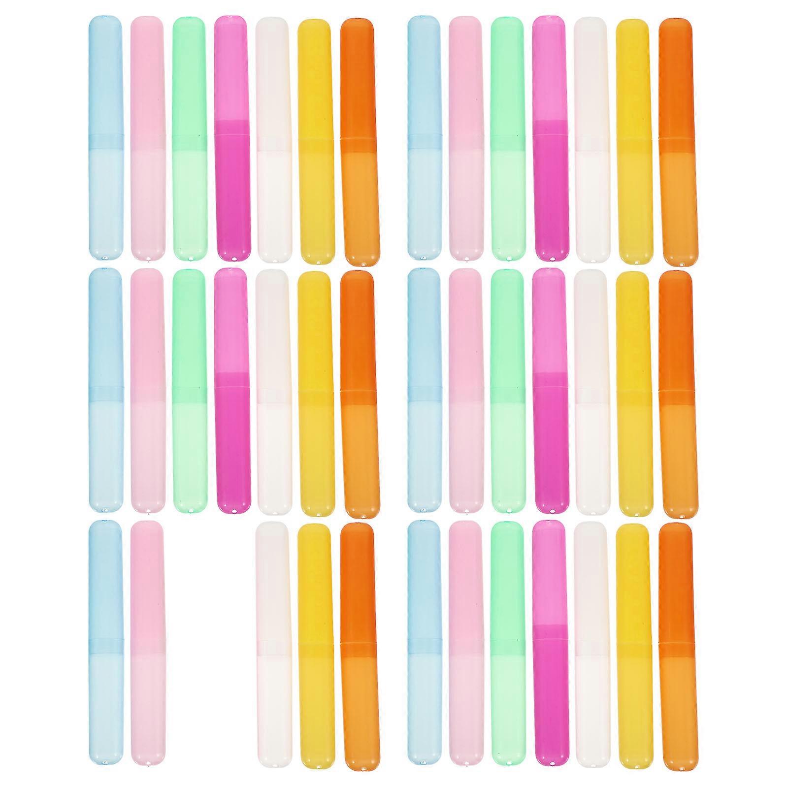 40pcs Assorted Color Breathable Toothbrush Cases Portable Compact Dustproof Organizer for Travel with Toothpaste and Accessories