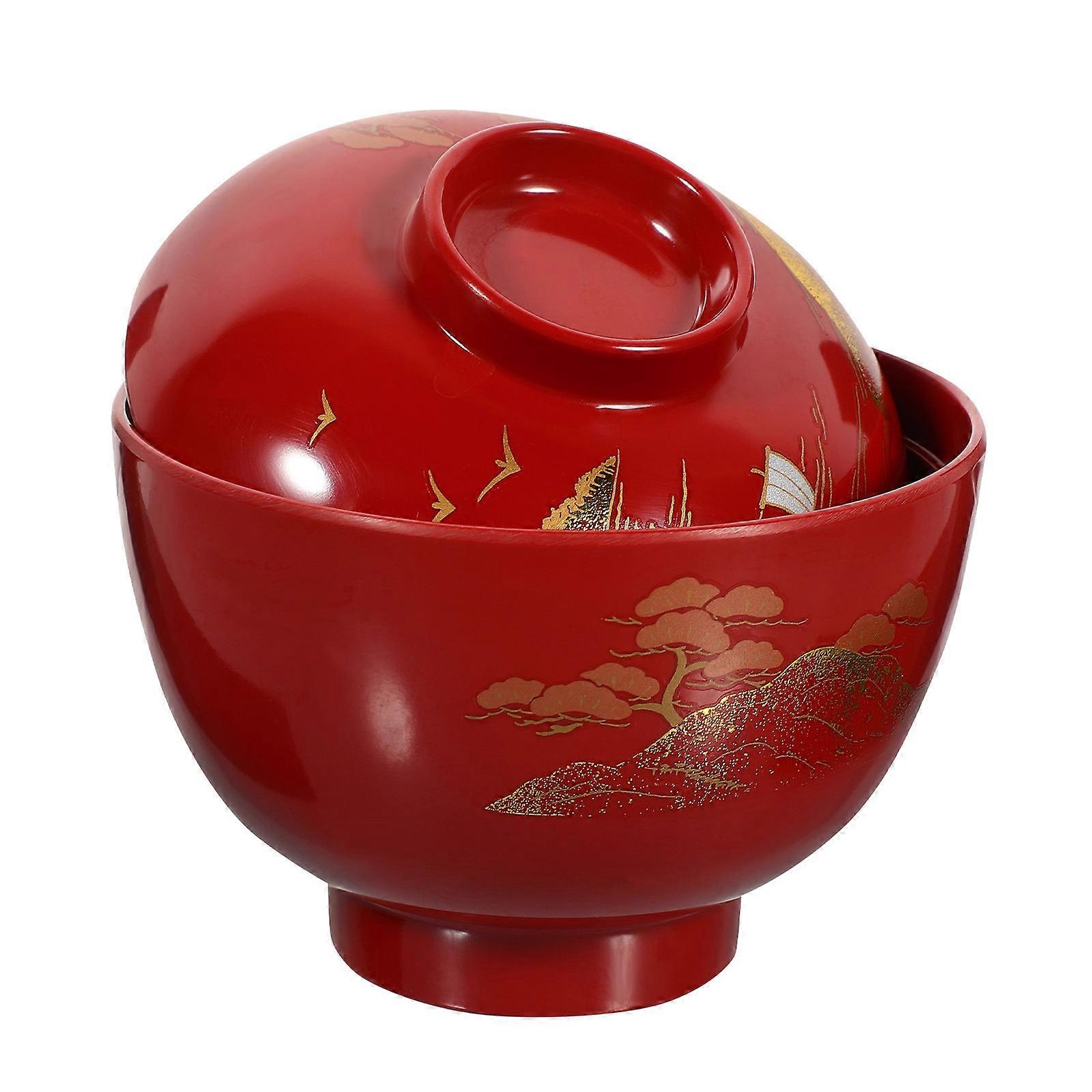 Traditional Japanese Bowl for Noodle Rice Miso Soup 1 Set with Lid for Food Storage