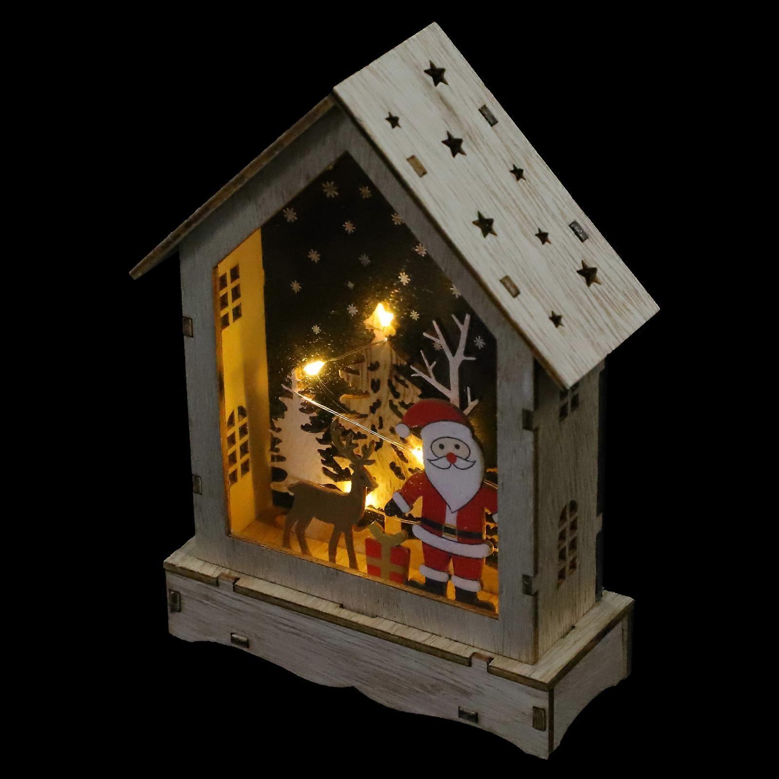 Christmas Decorations Glowing House Ornament Desktop Adorn for Home Restaurant Shop 16.5x12cm 1Pack