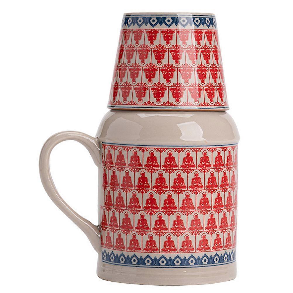 Retro Distressed Ceramic Tea Pitcher With Handle And Cup For Teaware Perfect For Family Use With Stackable Design 1 Set