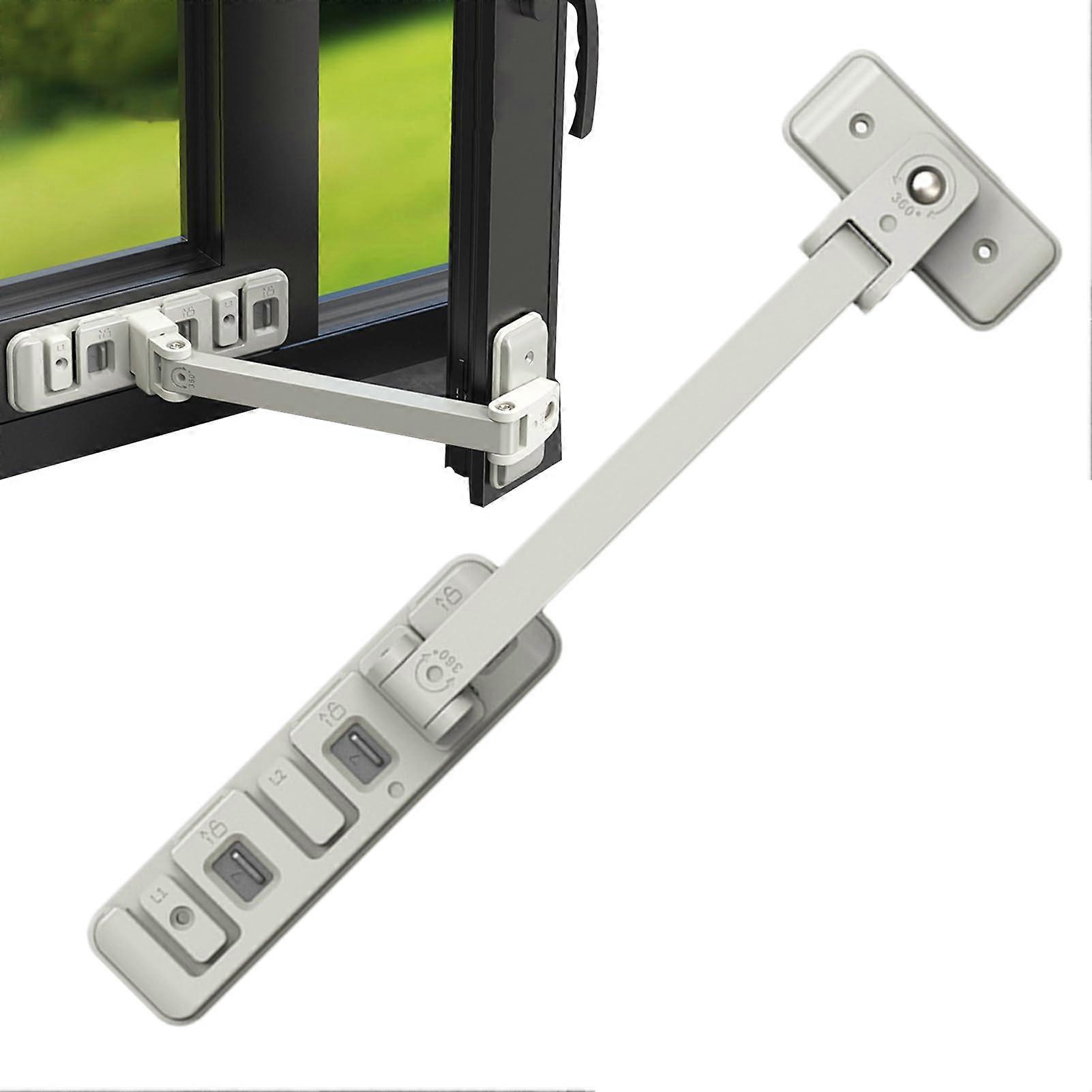 Fenstersicherung - Keyless Window Lock with Sash Stopper, Security Bolt, and Adjustable Window Holder for Easy Installation